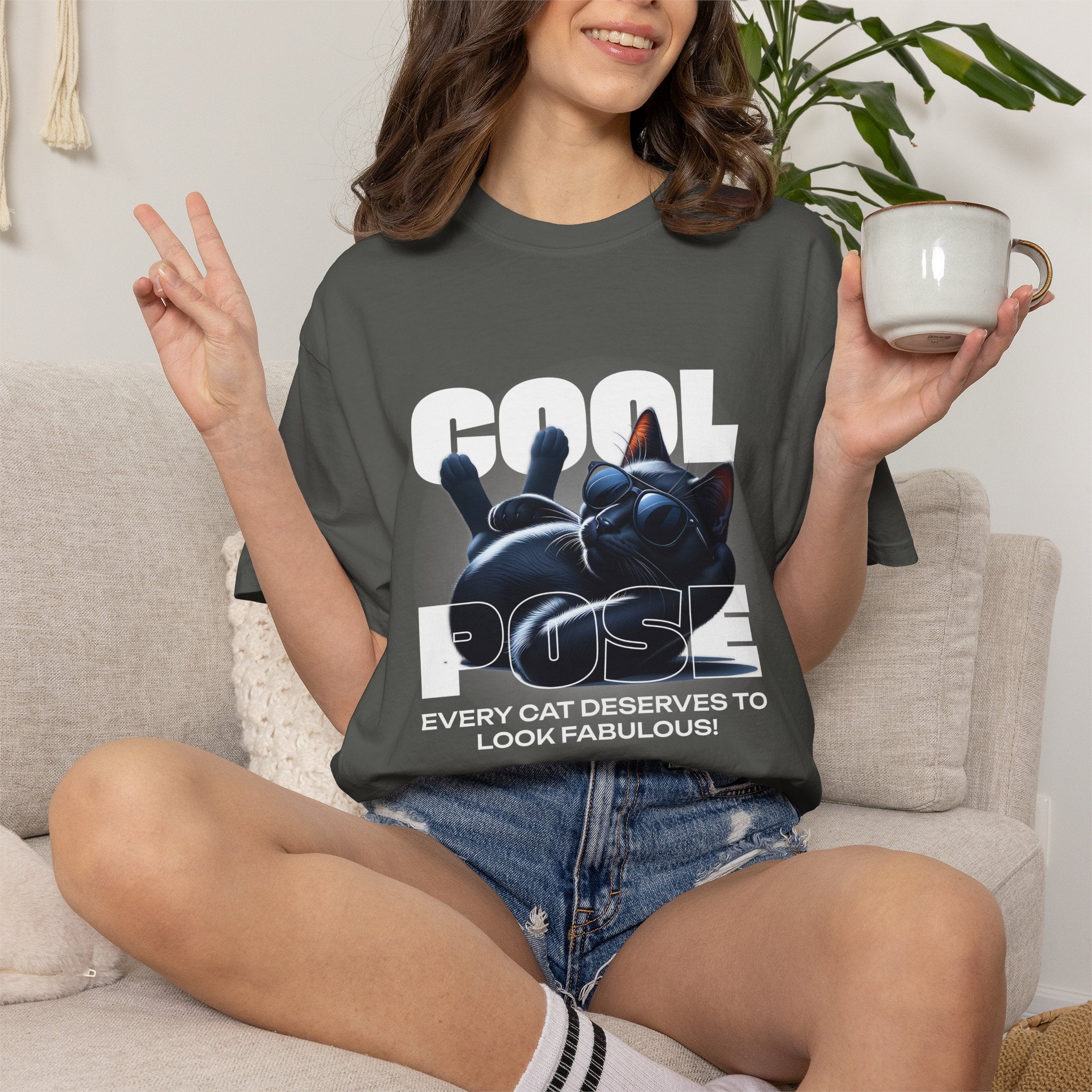 Cool Pose Cat T-Shirt — "Every Cat Deserves to Look Fabulous" Graphic Tee