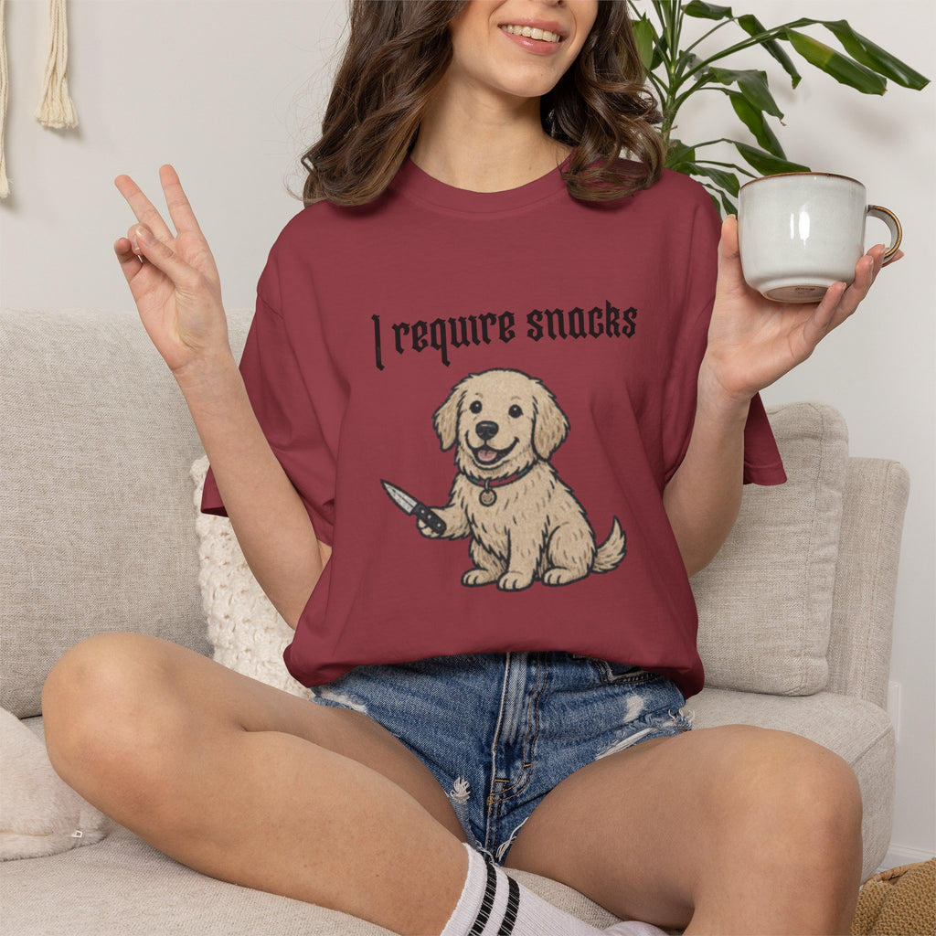 I Require Snacks T-Shirt — Cute Golden Retriever Graphic Tee