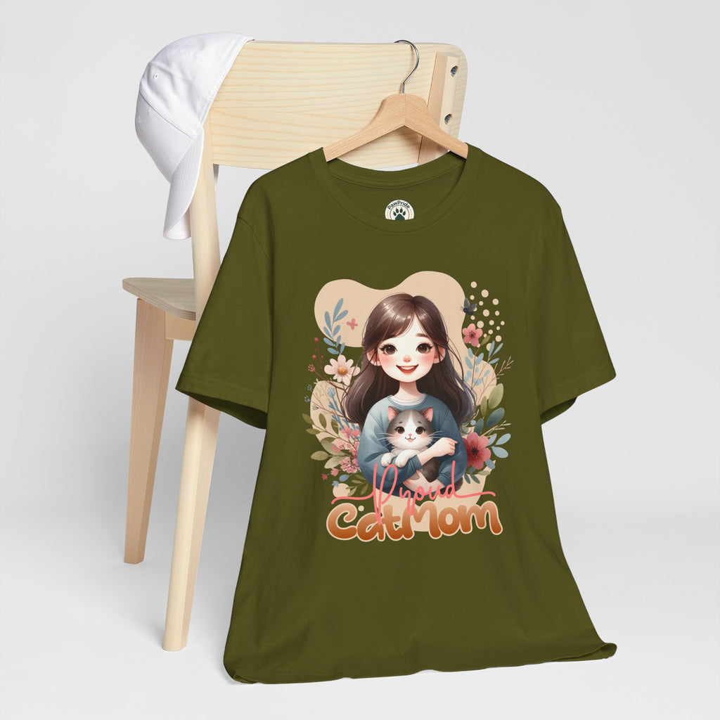 Cat Mom T-Shirt — Cute Floral Illustration Tee for Women Cat Lovers