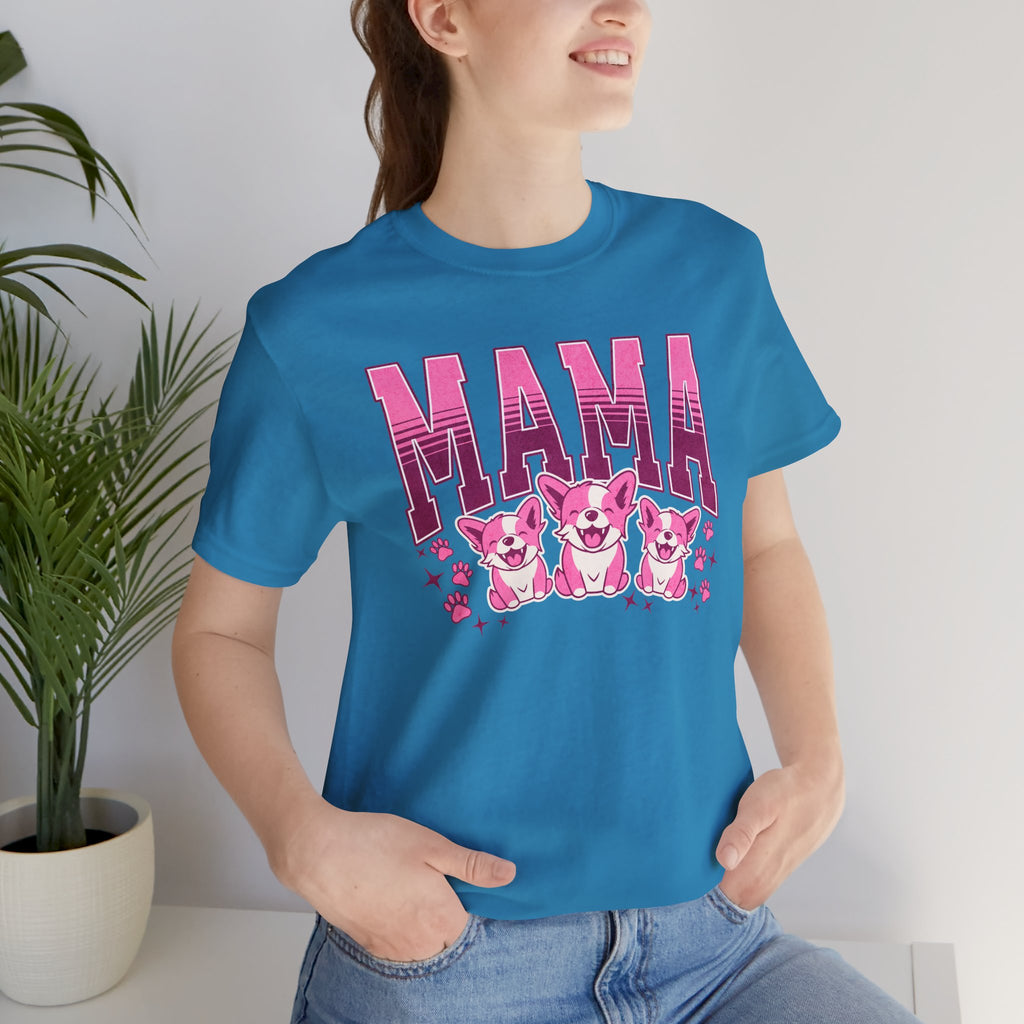 Mama Tee — Pink Corgi Mom Graphic T-Shirt