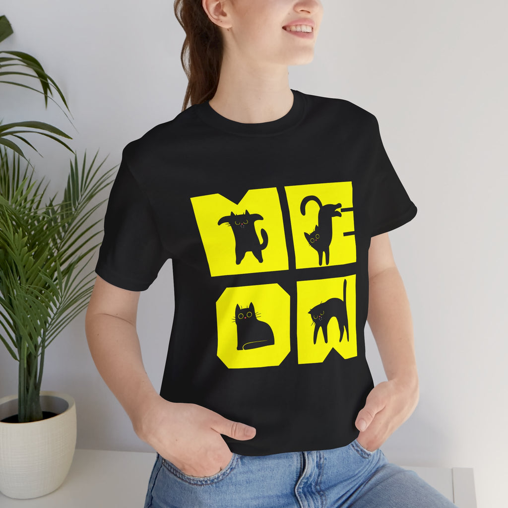 Cat Silhouette Tee — Yellow Block Cats Graphic T-Shirt