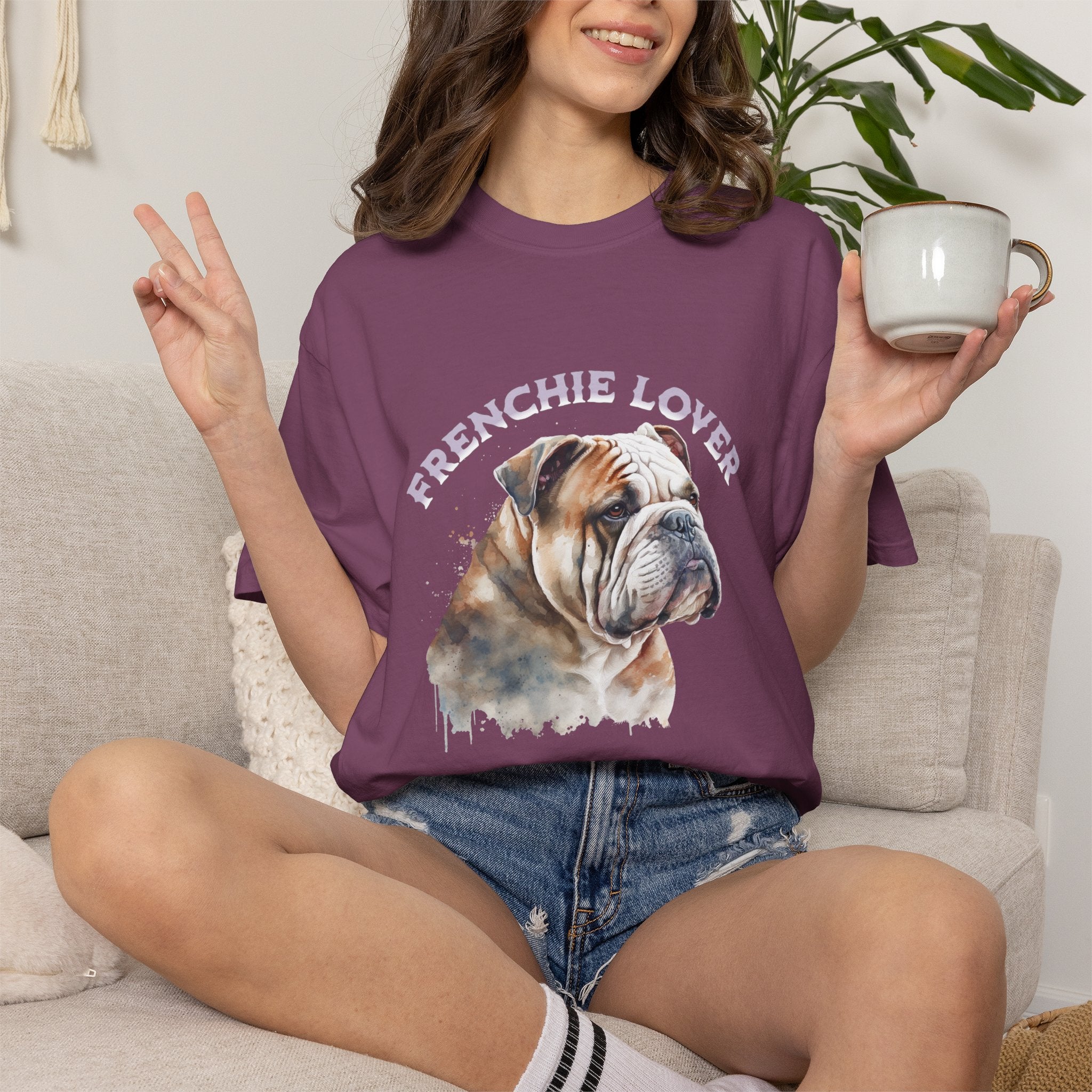 Frenchie Lover T-Shirt — Watercolor English Bulldog Tee