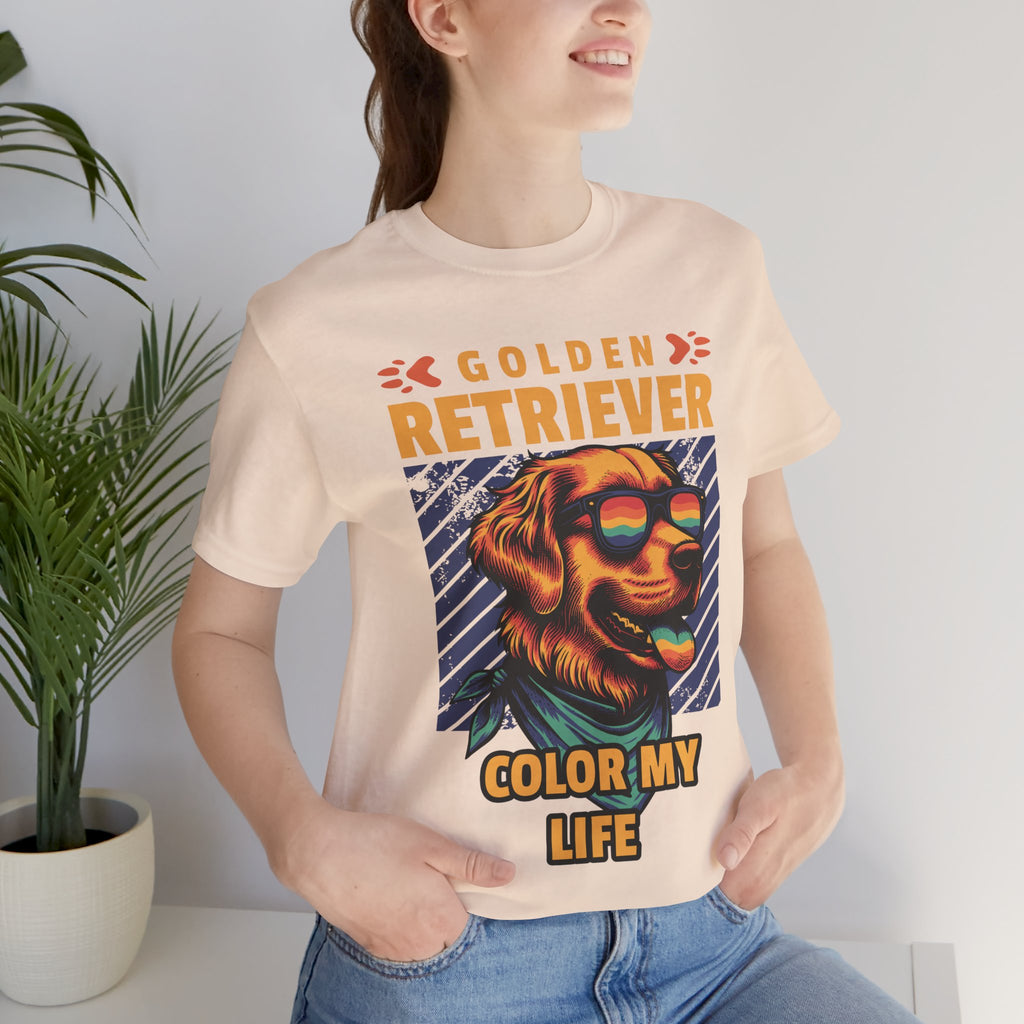 Golden Retriever T‑Shirt — 'Color My Life' Retro Dog Graphic Tee