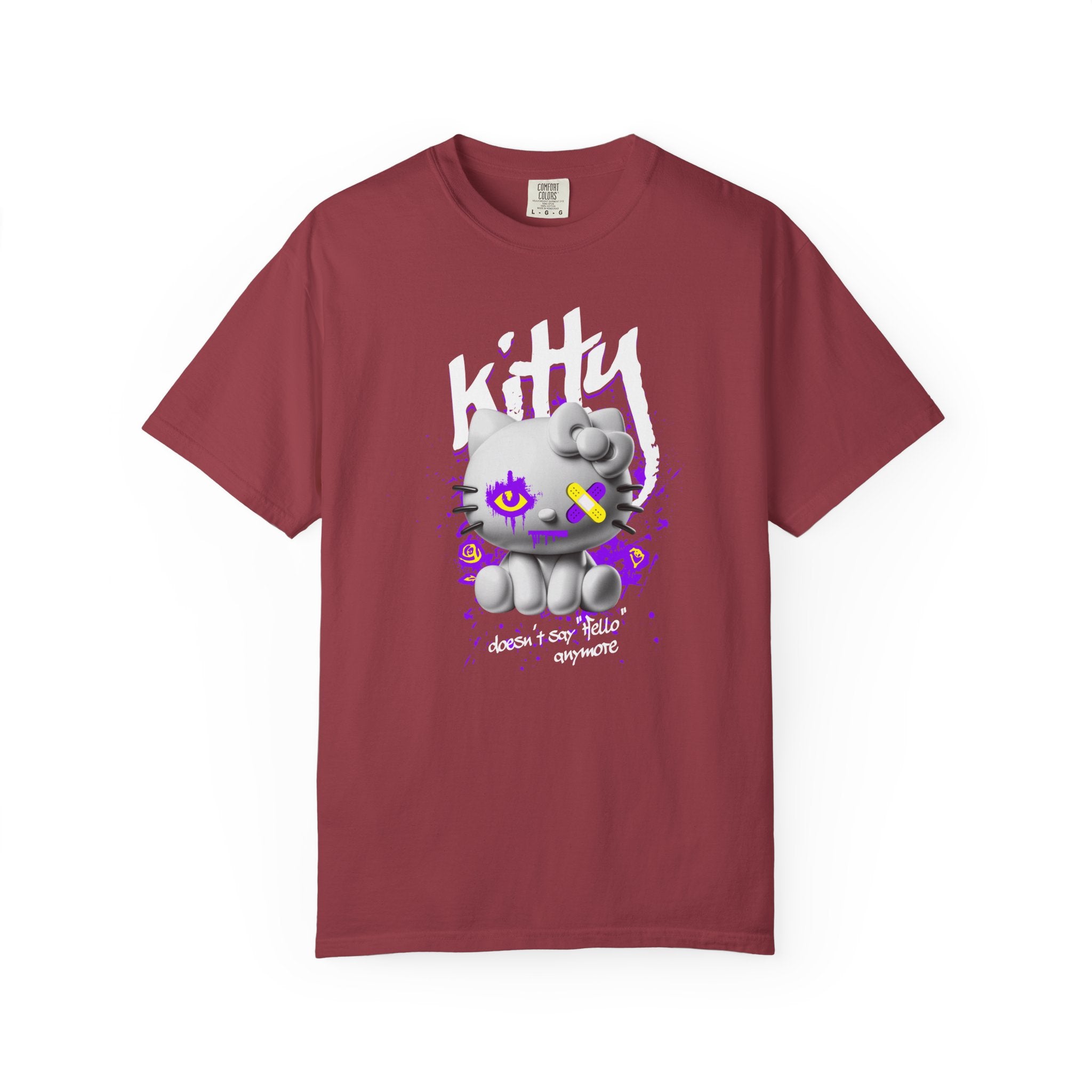 Kitty Cute Punk T-Shirt — 'doesn't say hello' Garment-Dyed Tee