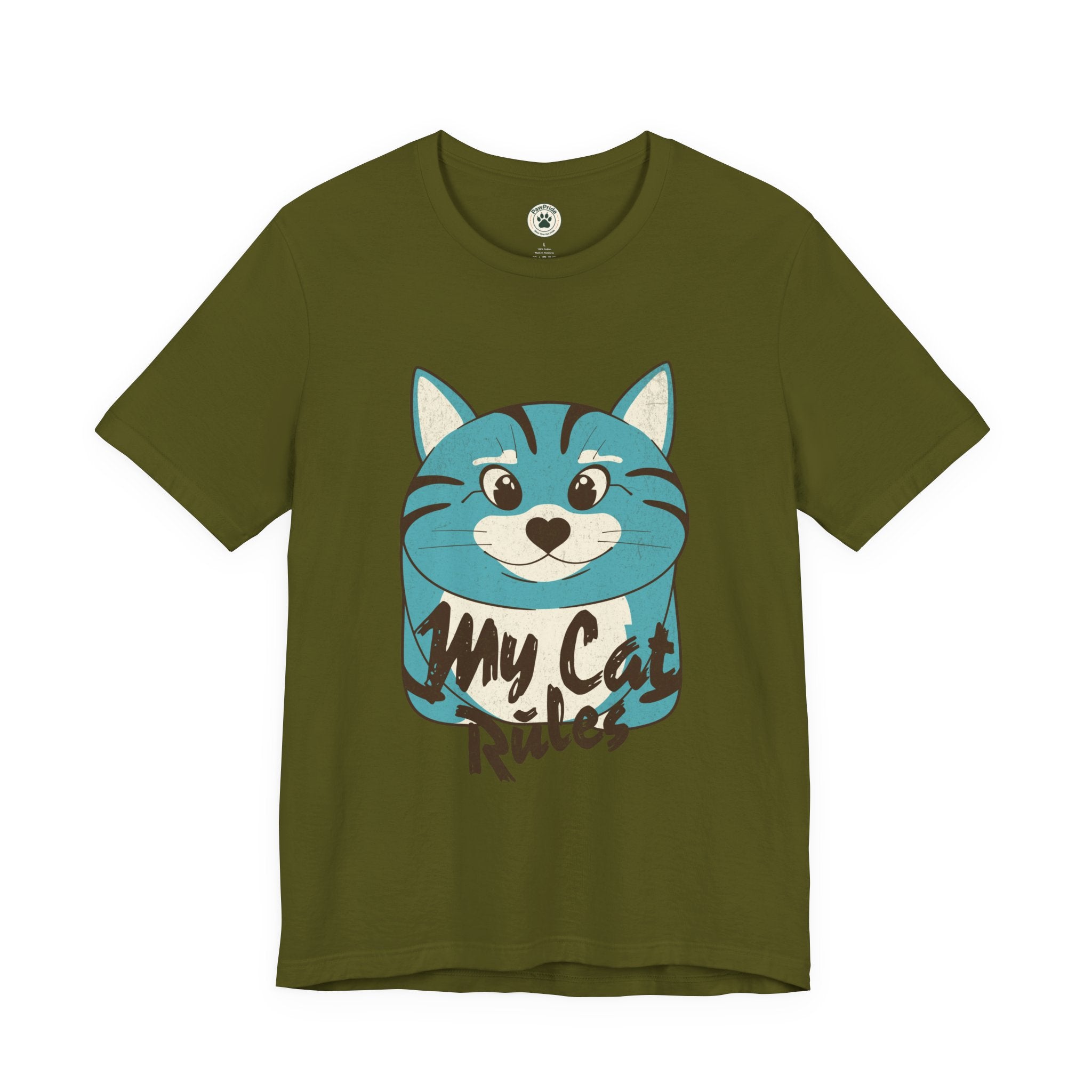 My Cat Rules T-Shirt — Cute Blue Cat Graphic Tee for Cat Lovers
