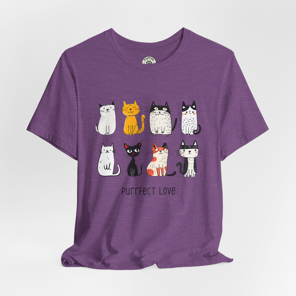 Purrfect Love Cat T-Shirt — Cute Cartoon Cats Tee for Cat Lovers