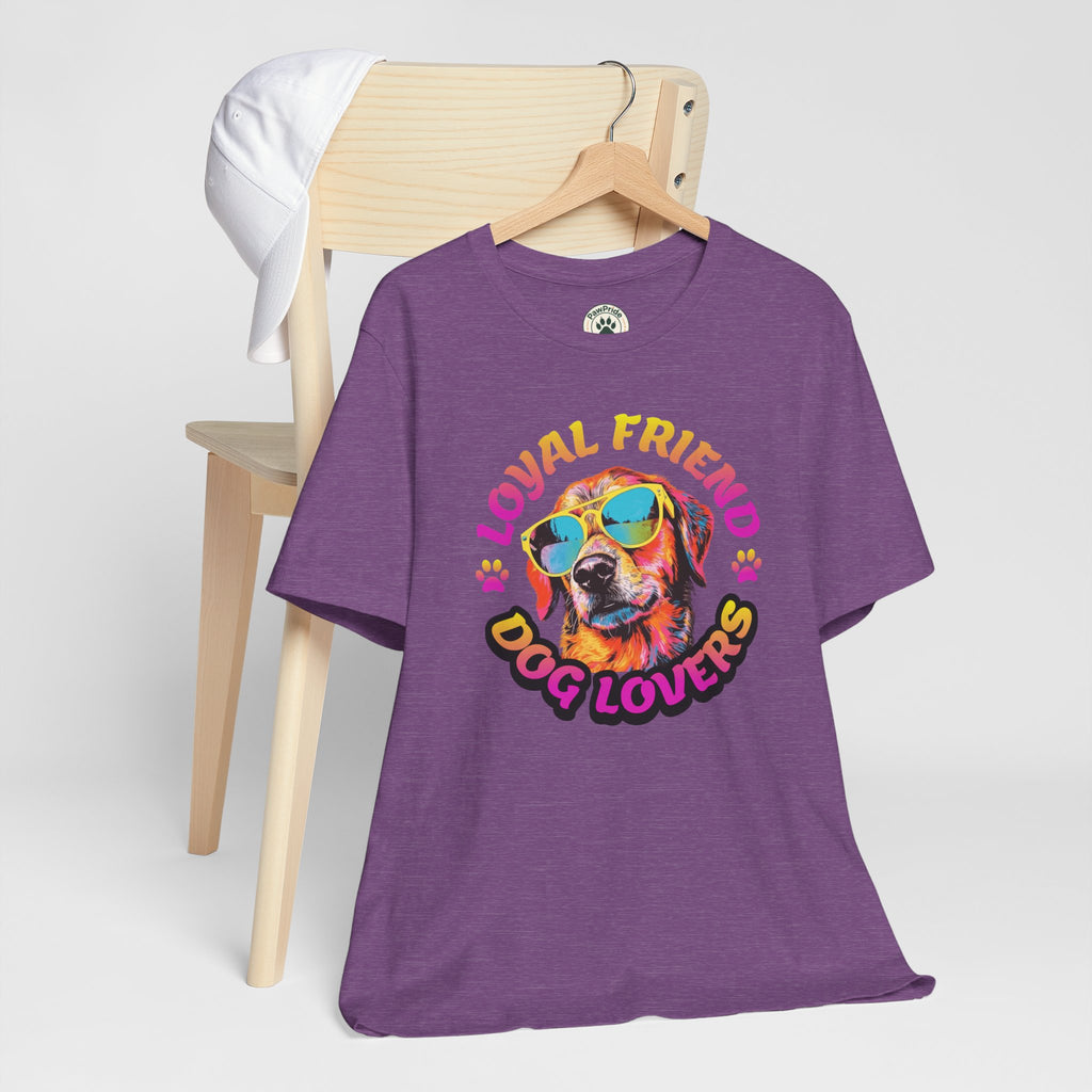 Dog Lovers T-Shirt — "Loyal Friend" Colorful Sunglasses Puppy Tee