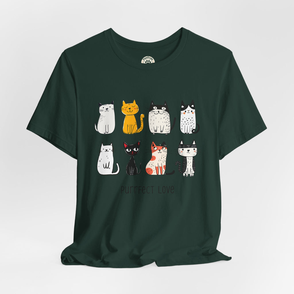 Purrfect Love Cat T-Shirt — Cute Cartoon Cats Tee for Cat Lovers