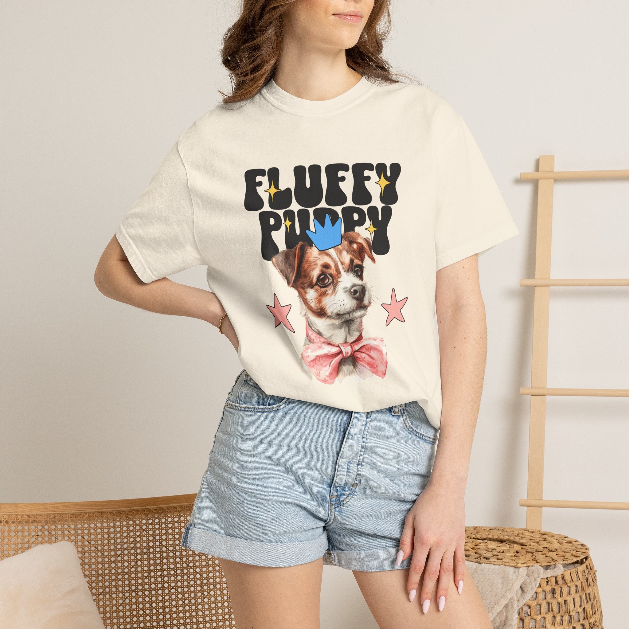 Fluffy Puppy Graphic T-Shirt — Cute Dog Portrait Tee