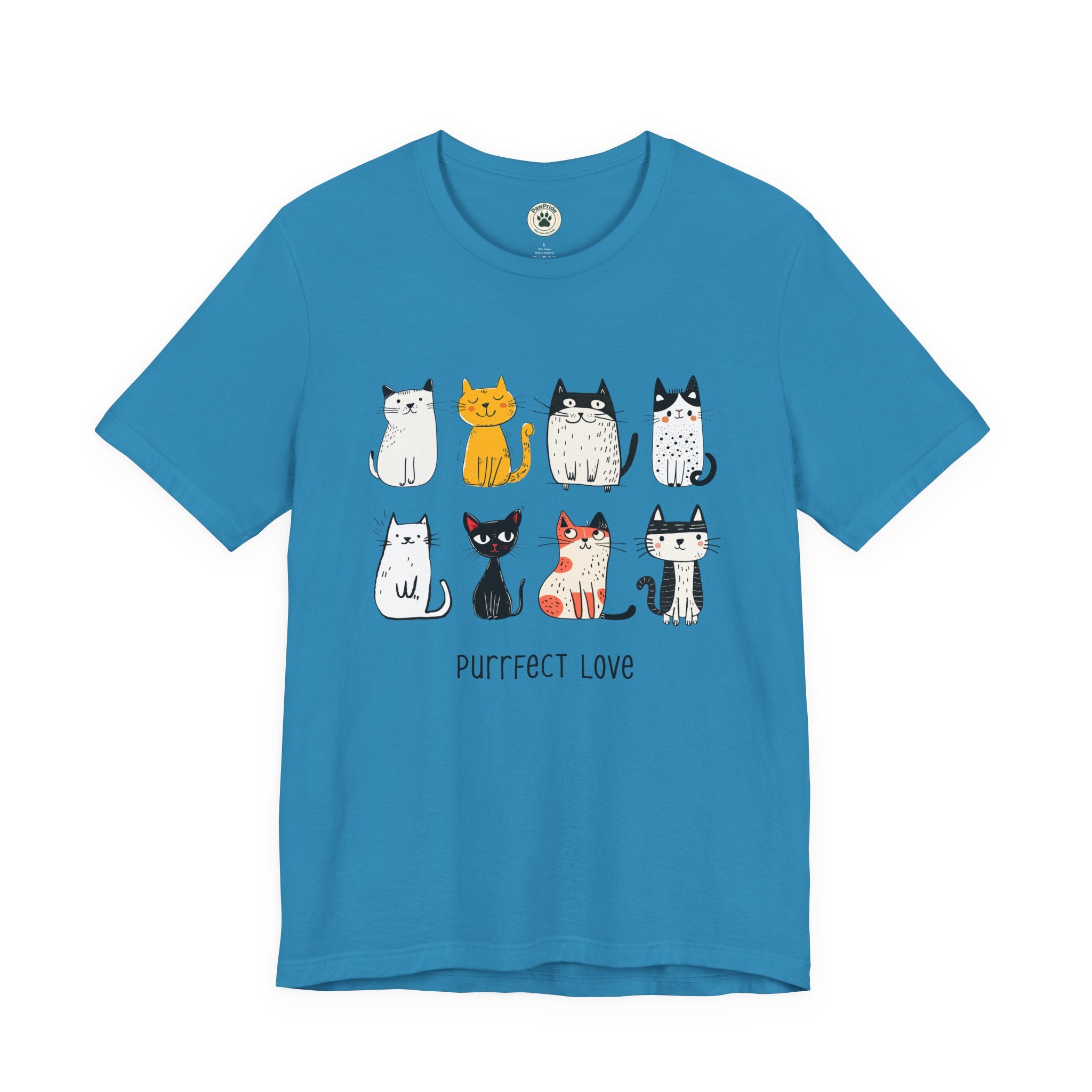 Purrfect Love Cat T-Shirt — Cute Cartoon Cats Tee for Cat Lovers