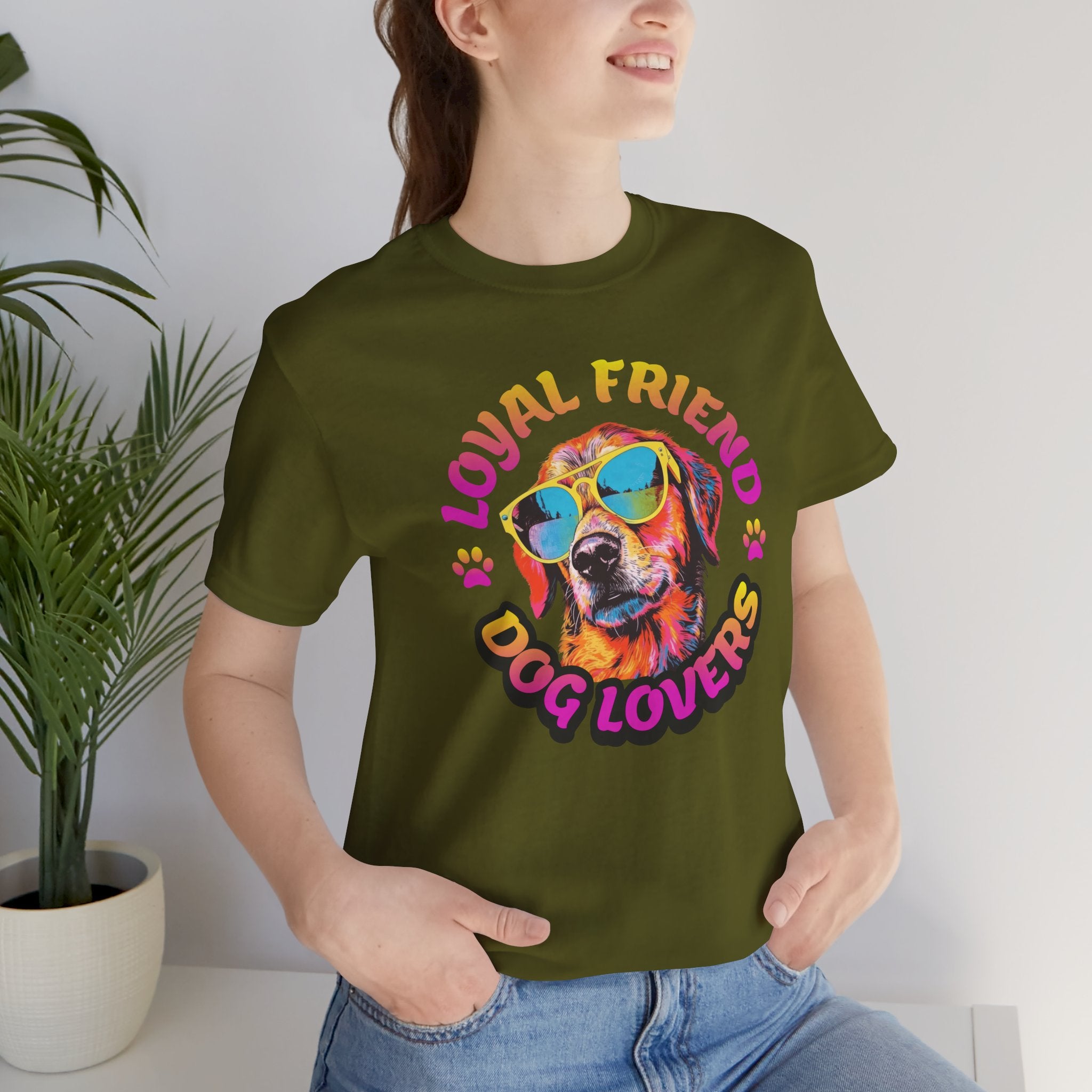 Dog Lovers T-Shirt — "Loyal Friend" Colorful Sunglasses Puppy Tee