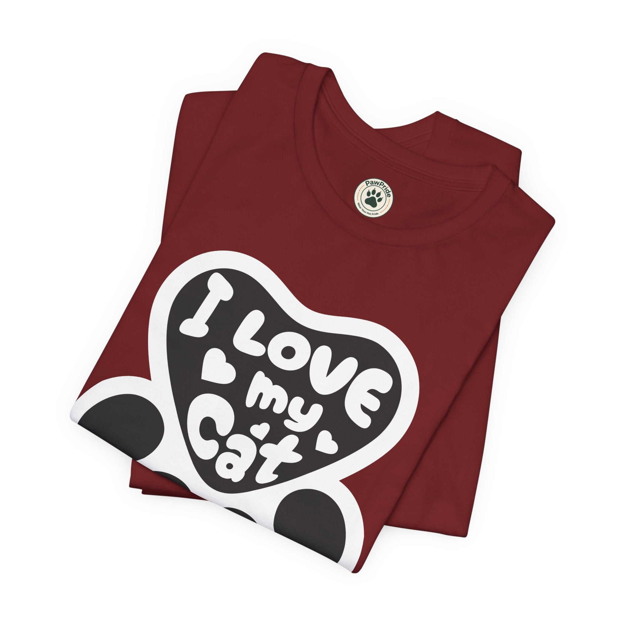 I Love My Cat Paw T-Shirt — Cute Cat Lover Tee