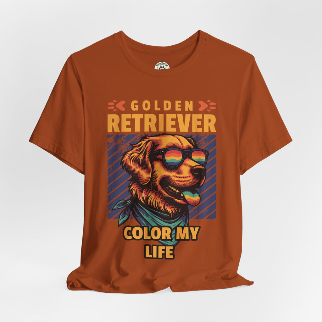 Golden Retriever T‑Shirt — 'Color My Life' Retro Dog Graphic Tee