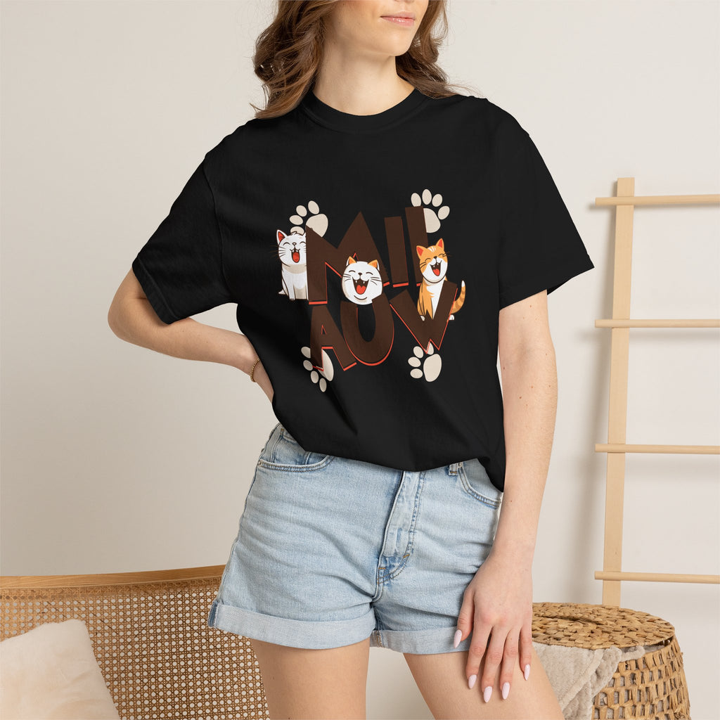Cat Paw 'MIAOU' Graphic T-Shirt — Cute Cat Lover Tee
