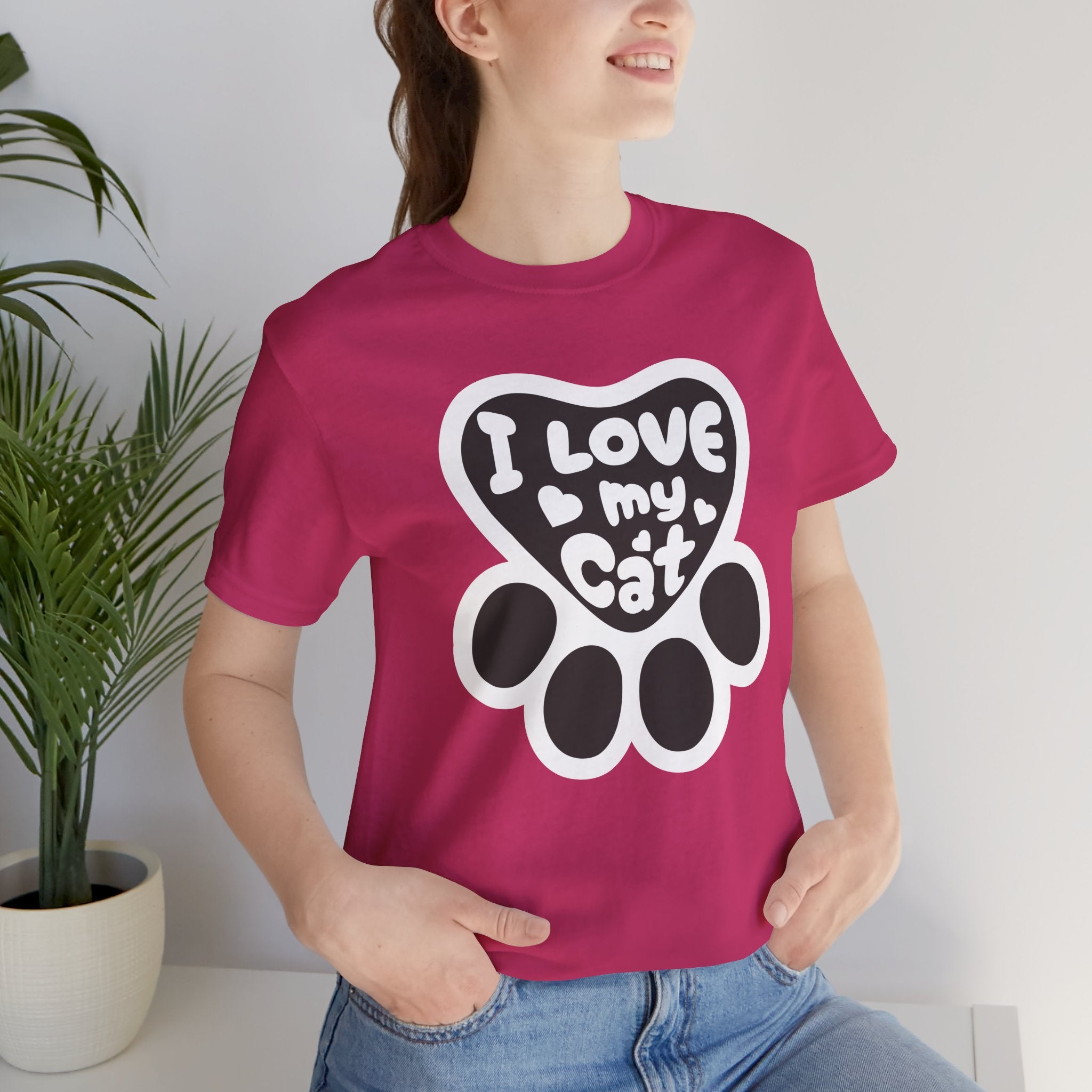 I Love My Cat Paw T-Shirt — Cute Cat Lover Tee