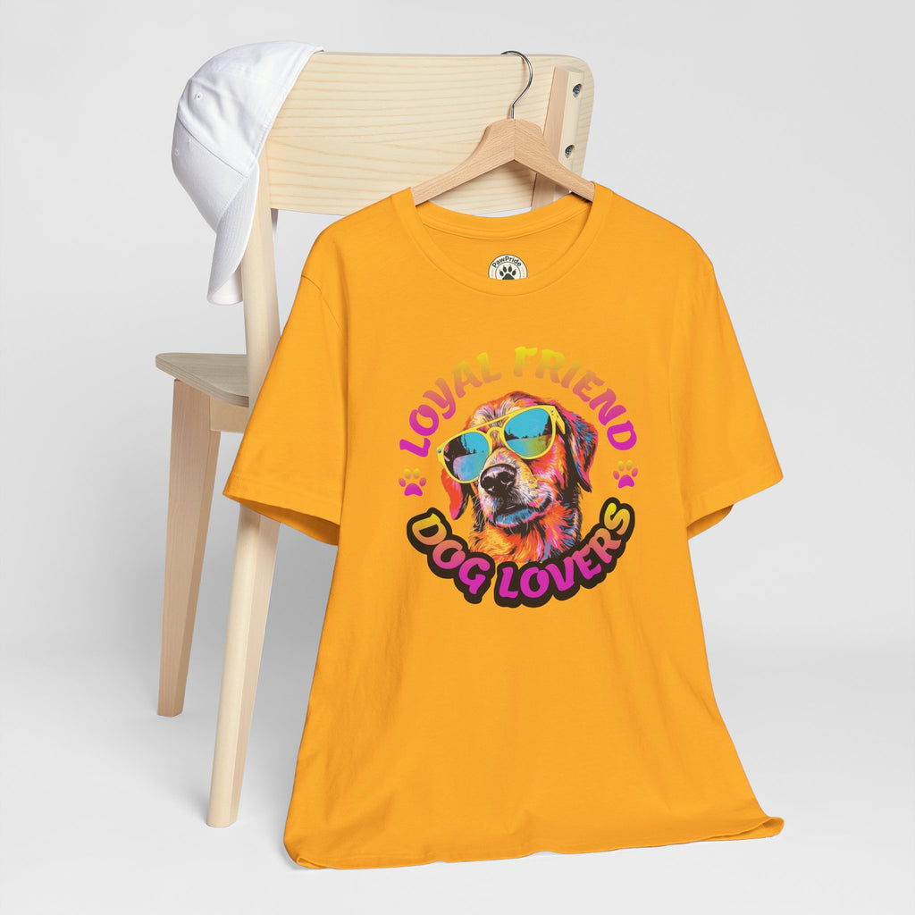 Dog Lovers T-Shirt — "Loyal Friend" Colorful Sunglasses Puppy Tee