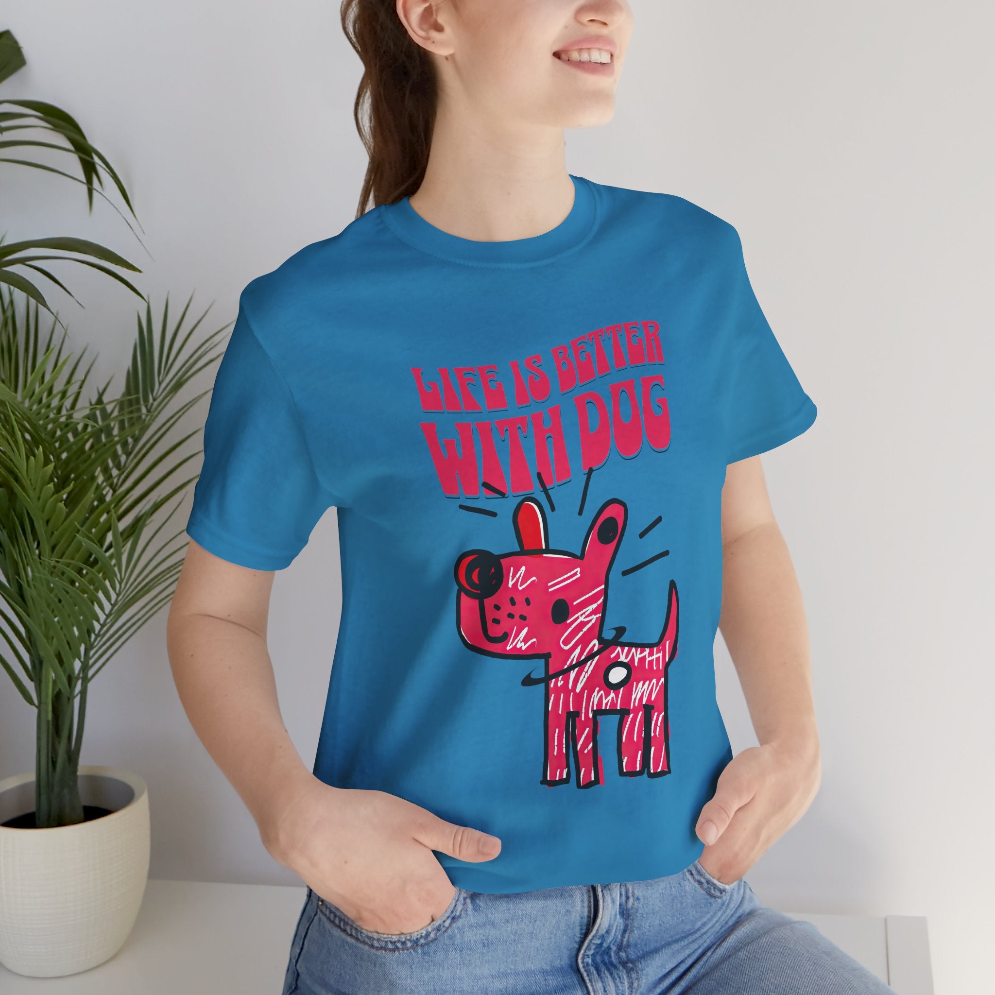 Dog Lover T-Shirt — "Life Is Better With Dog" Cute Pink Pup Graphic Tee