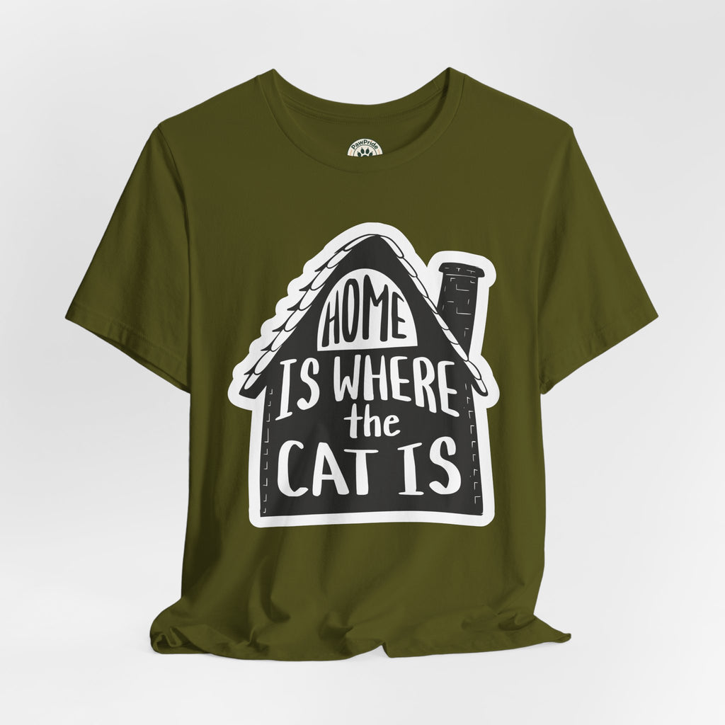Cat Lover T-Shirt — "Home Is Where The Cat Is" Graphic Tee
