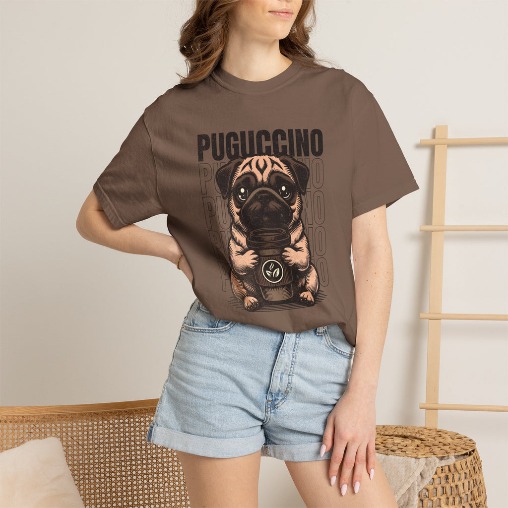 Puguccino Puppy T‑Shirt — Cute Pug Coffee Dog Graphic Tee