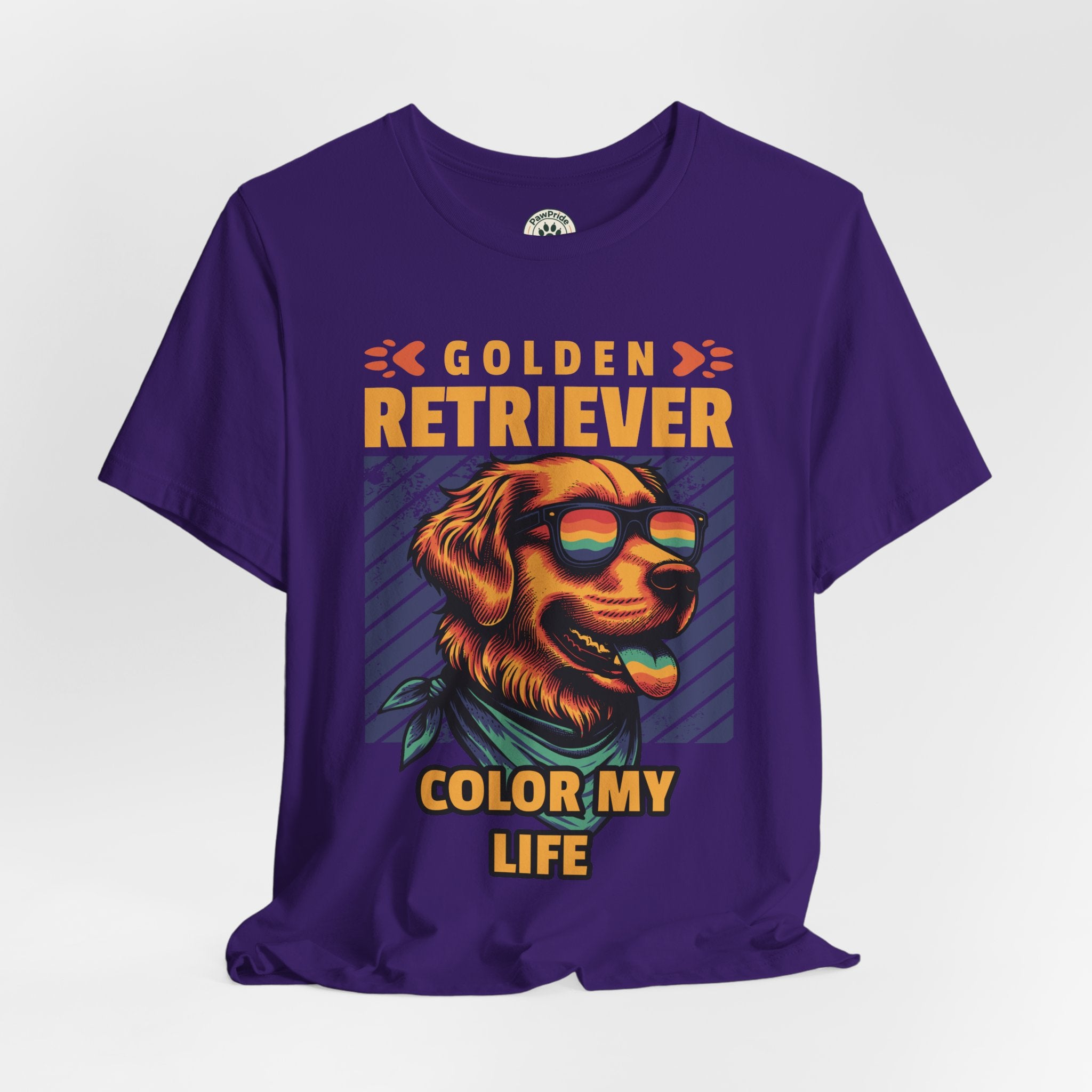 Golden Retriever T‑Shirt — 'Color My Life' Retro Dog Graphic Tee