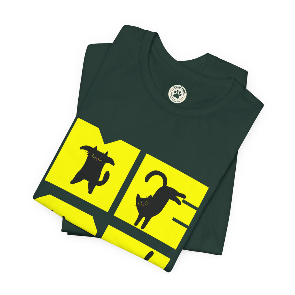 Cat Silhouette Tee — Yellow Block Cats Graphic T-Shirt