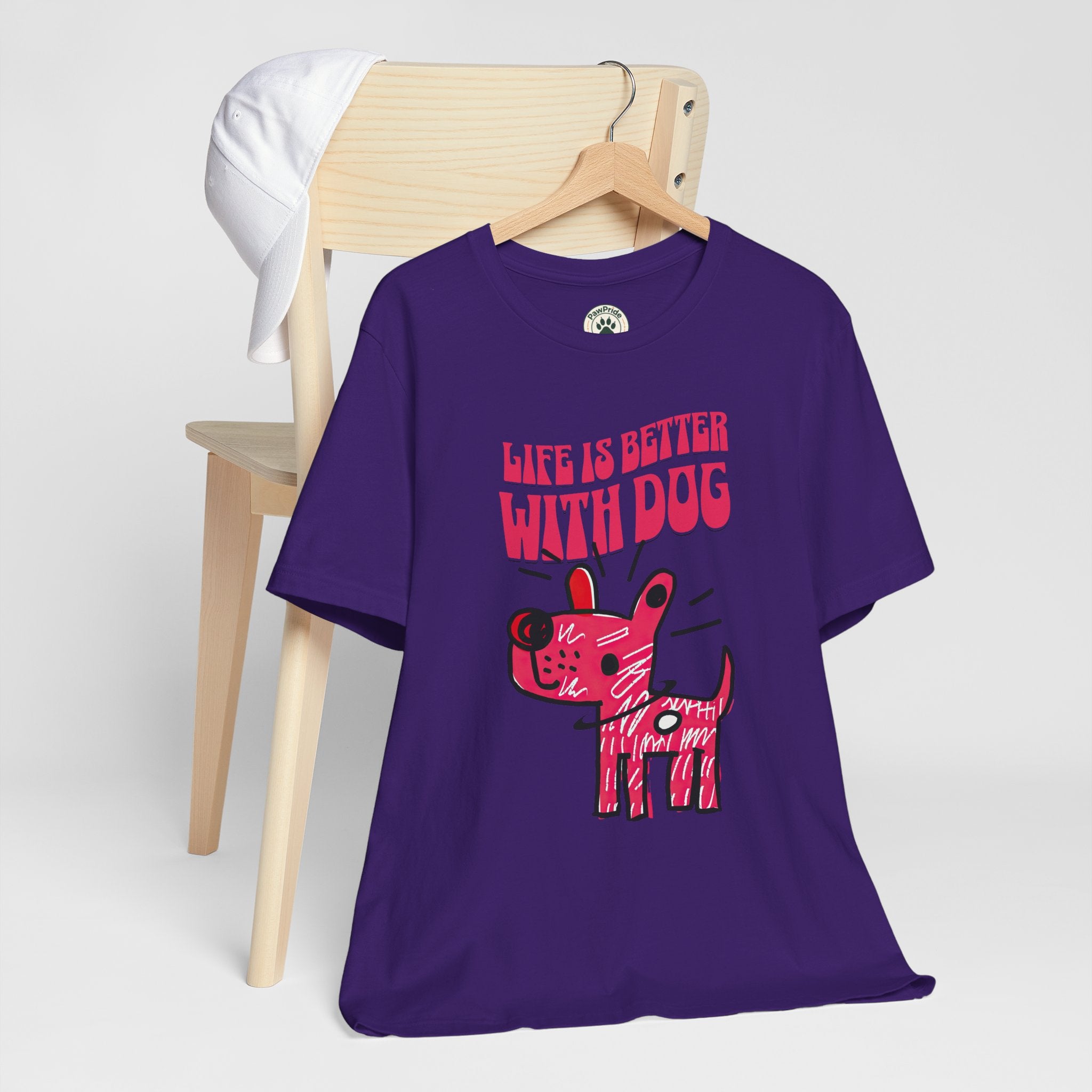Dog Lover T-Shirt — "Life Is Better With Dog" Cute Pink Pup Graphic Tee