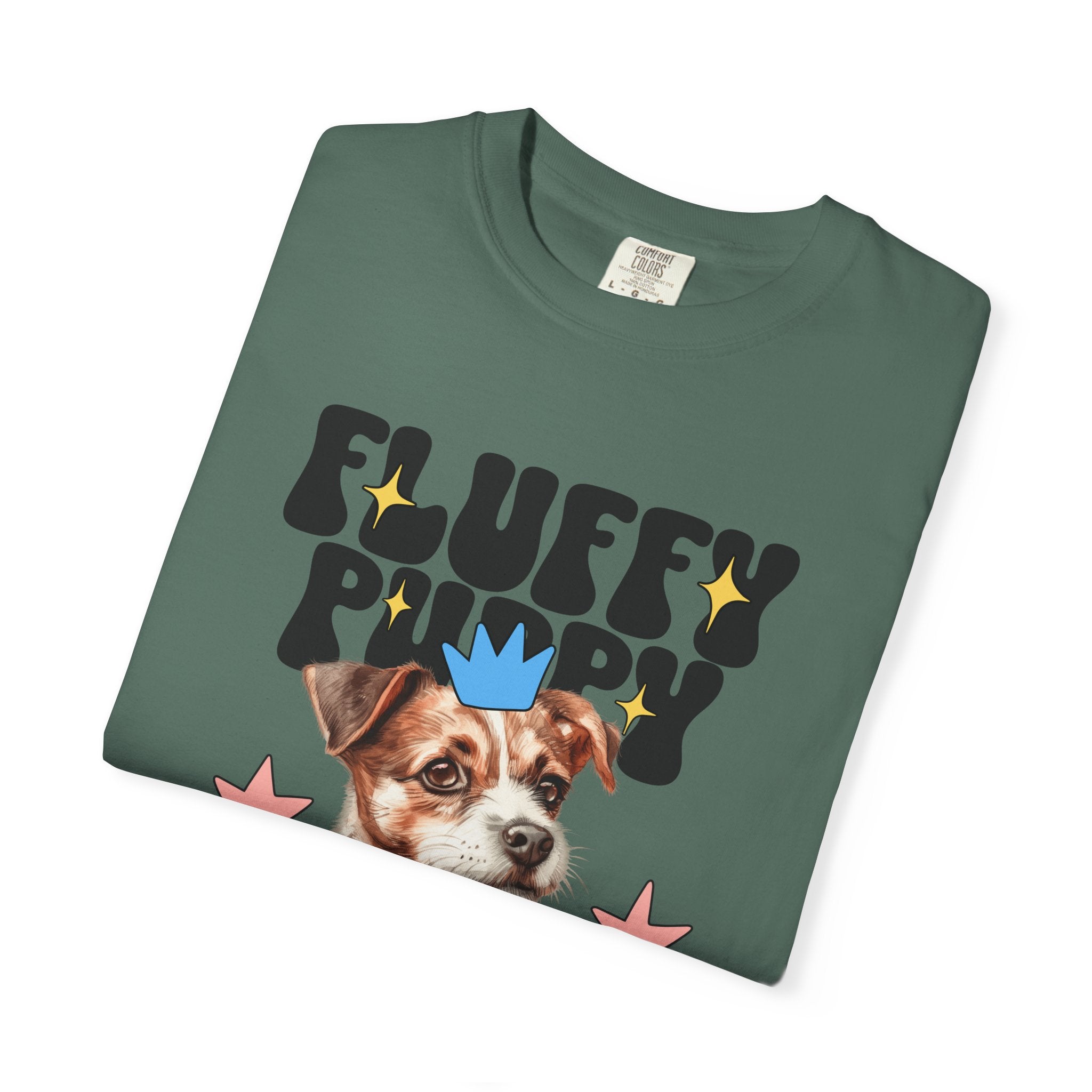 Fluffy Puppy Graphic T-Shirt — Cute Dog Portrait Tee