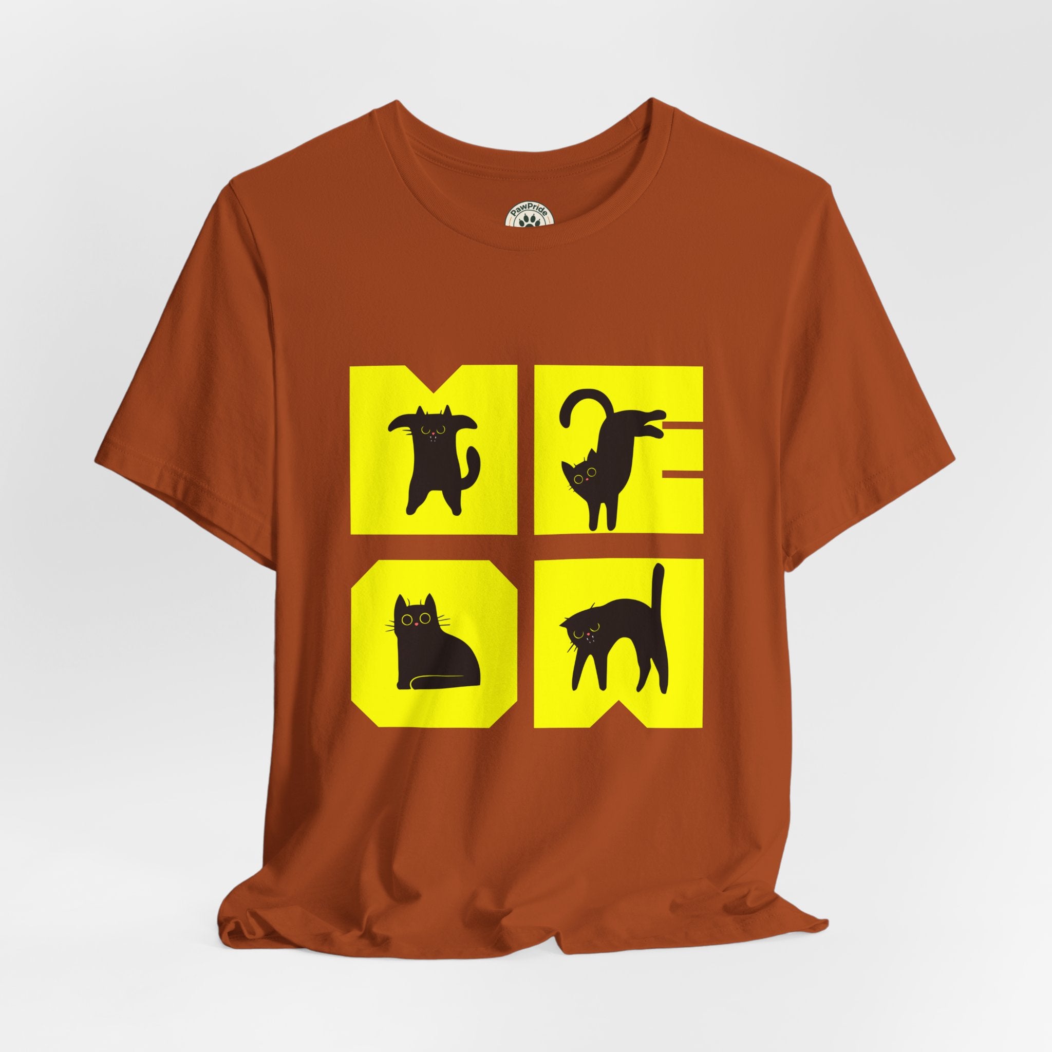 Cat Silhouette Tee — Yellow Block Cats Graphic T-Shirt