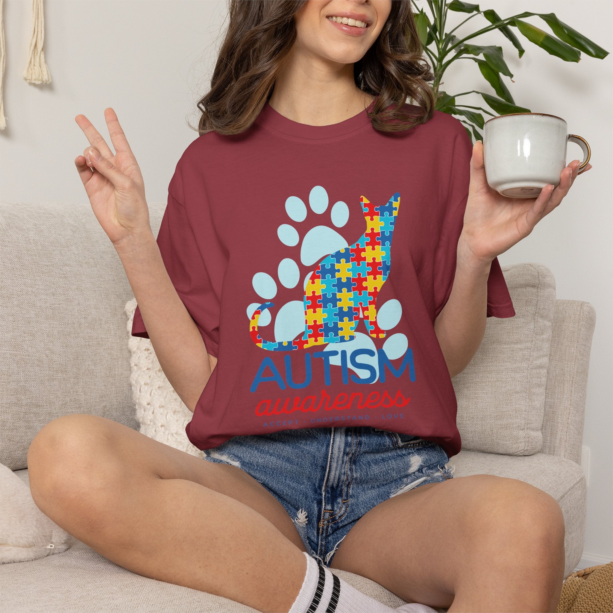 Autism Awareness Puzzle Cat T-Shirt — Support & Awareness Tee