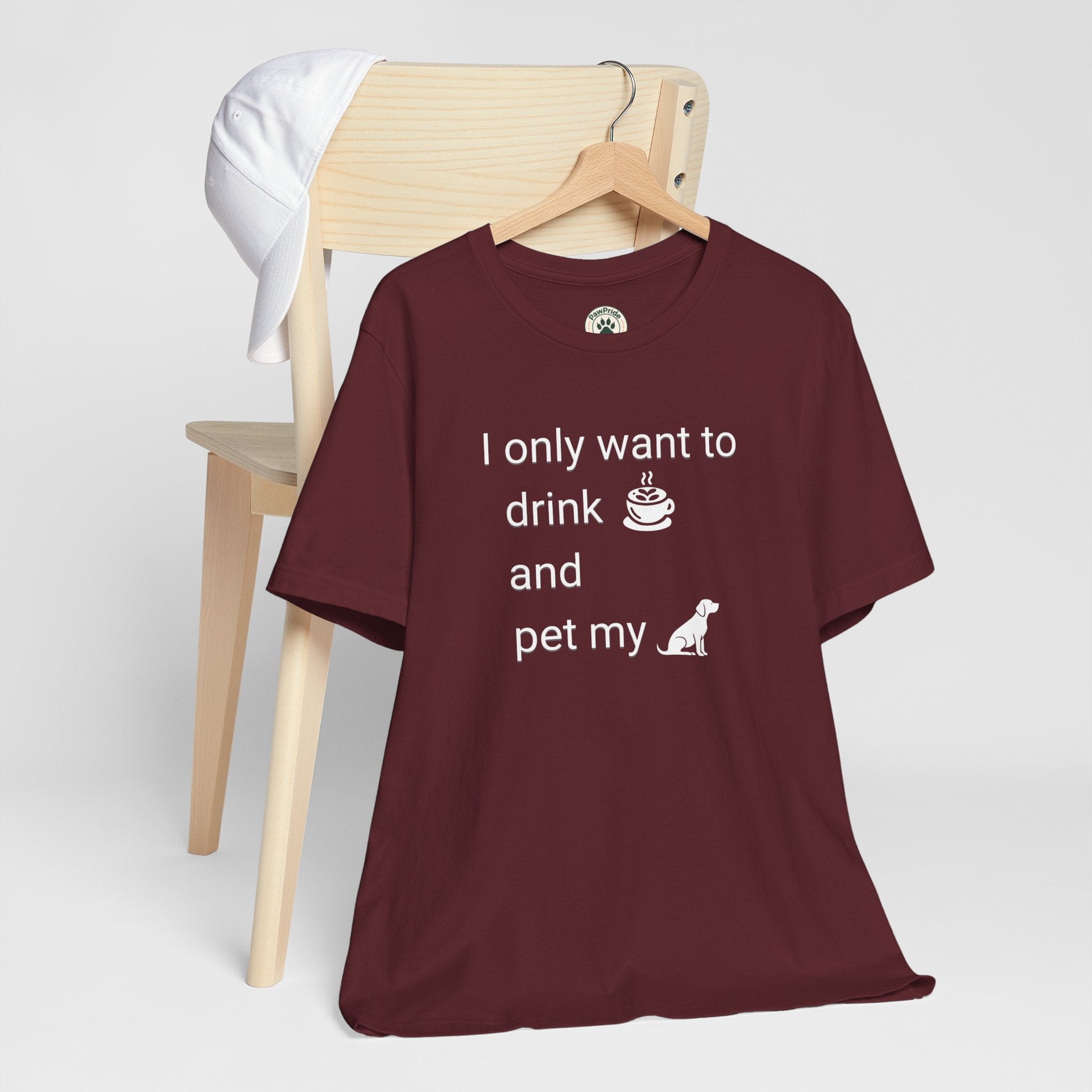 Coffee & Dog Lover T‑Shirt — "I only want to drink and pet my" Graphic Tee