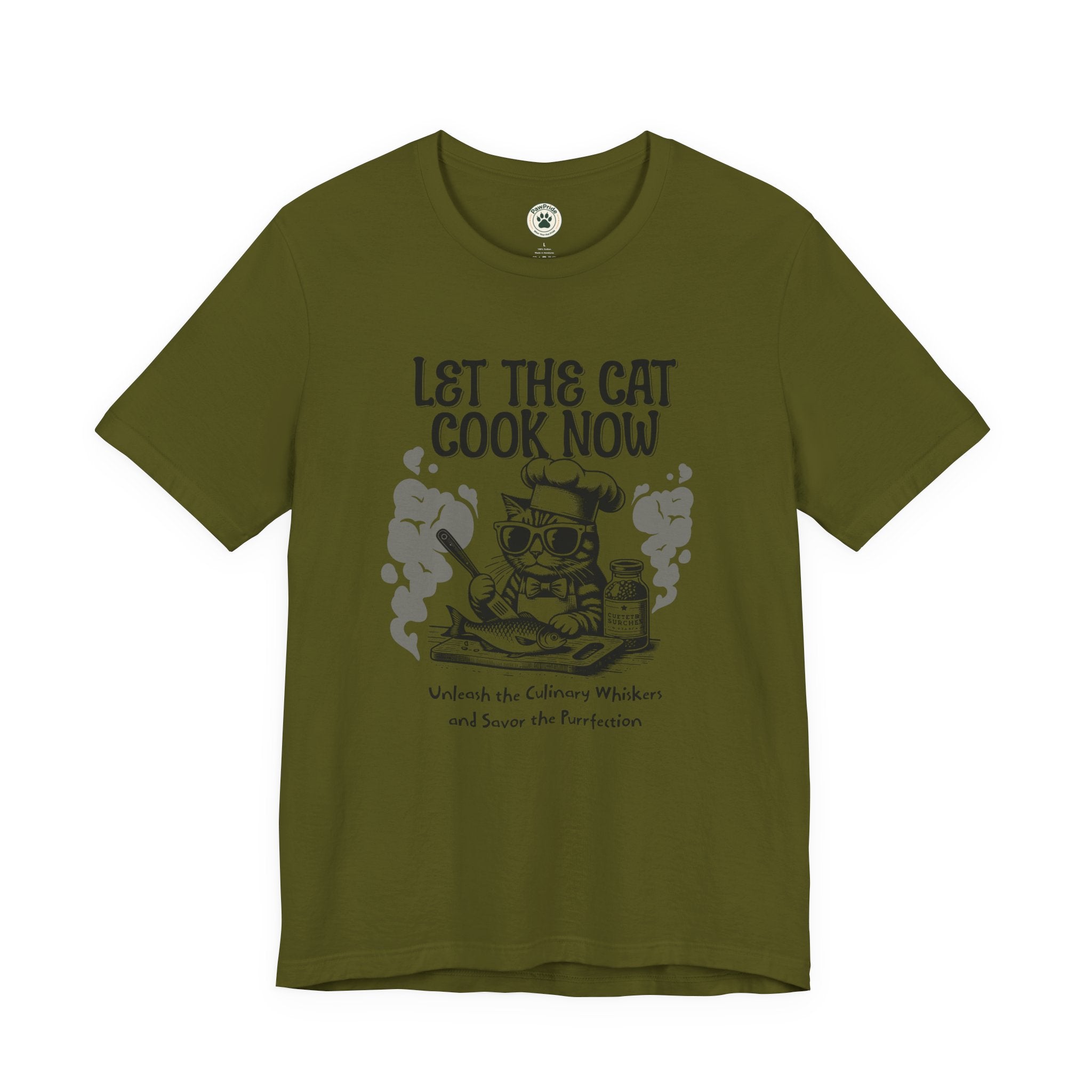 Let The Cat Cook Now T-Shirt — Funny Chef Cat Cooking Tee