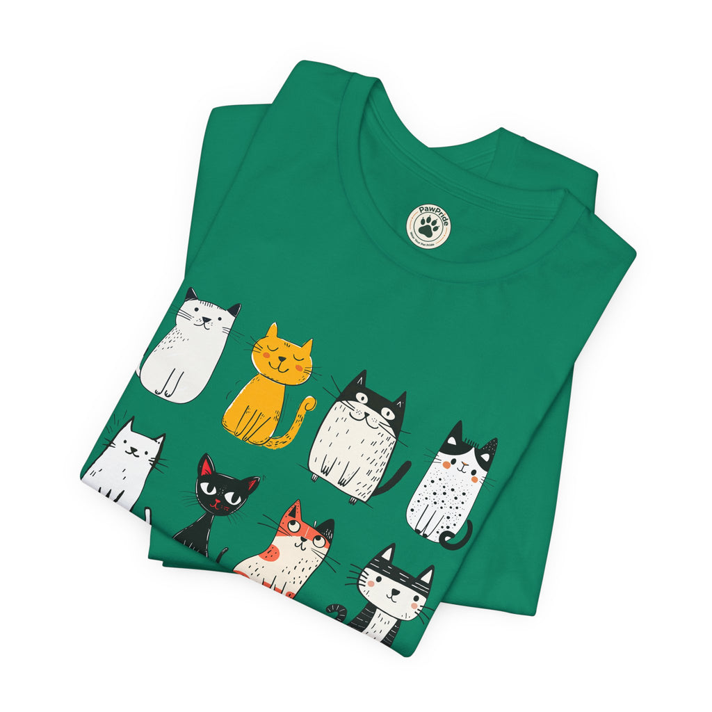 Purrfect Love Cat T-Shirt — Cute Cartoon Cats Tee for Cat Lovers