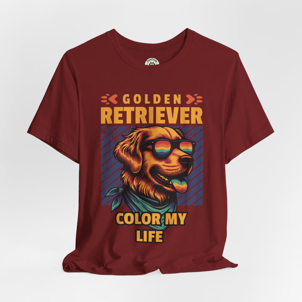 Golden Retriever T‑Shirt — 'Color My Life' Retro Dog Graphic Tee