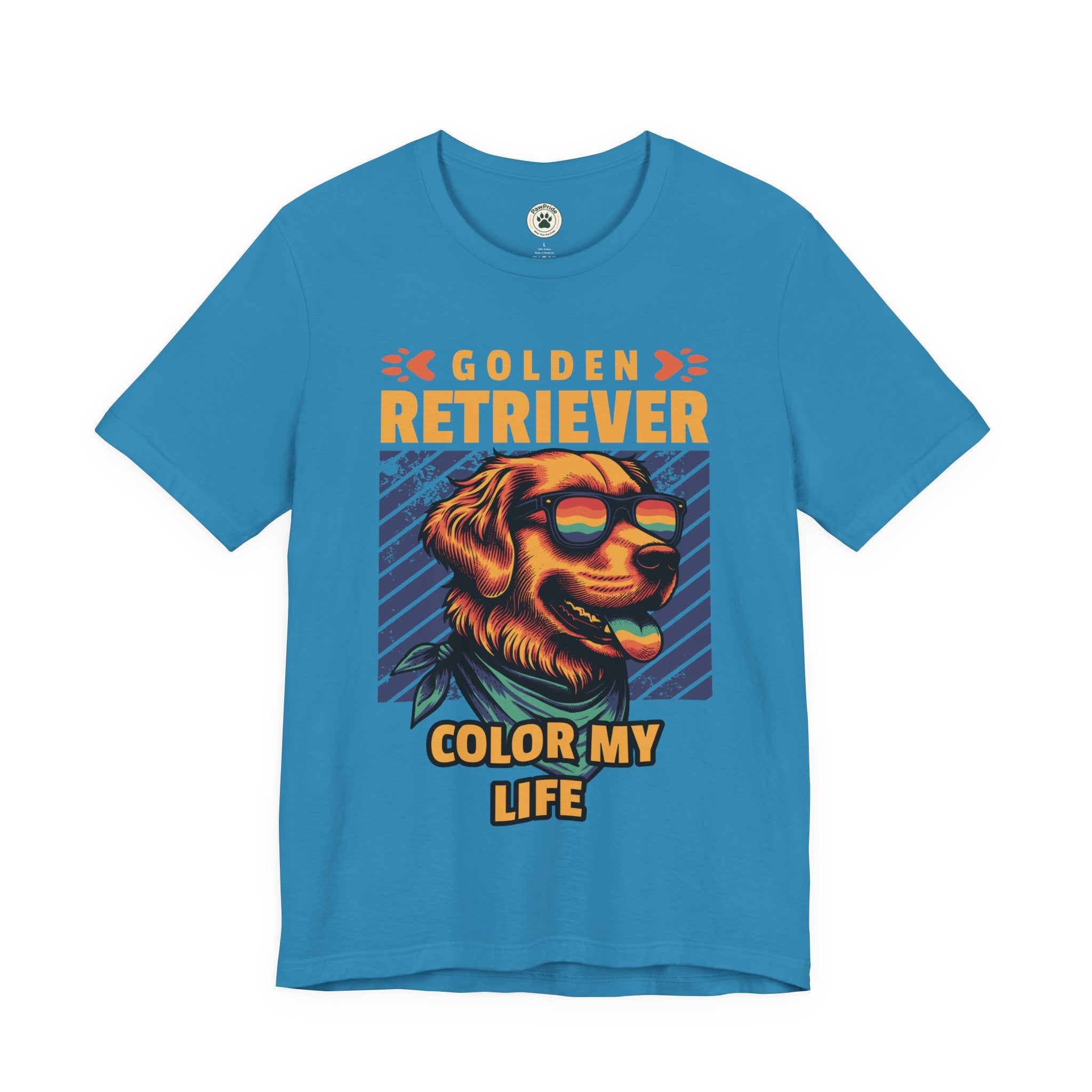 Golden Retriever T‑Shirt — 'Color My Life' Retro Dog Graphic Tee