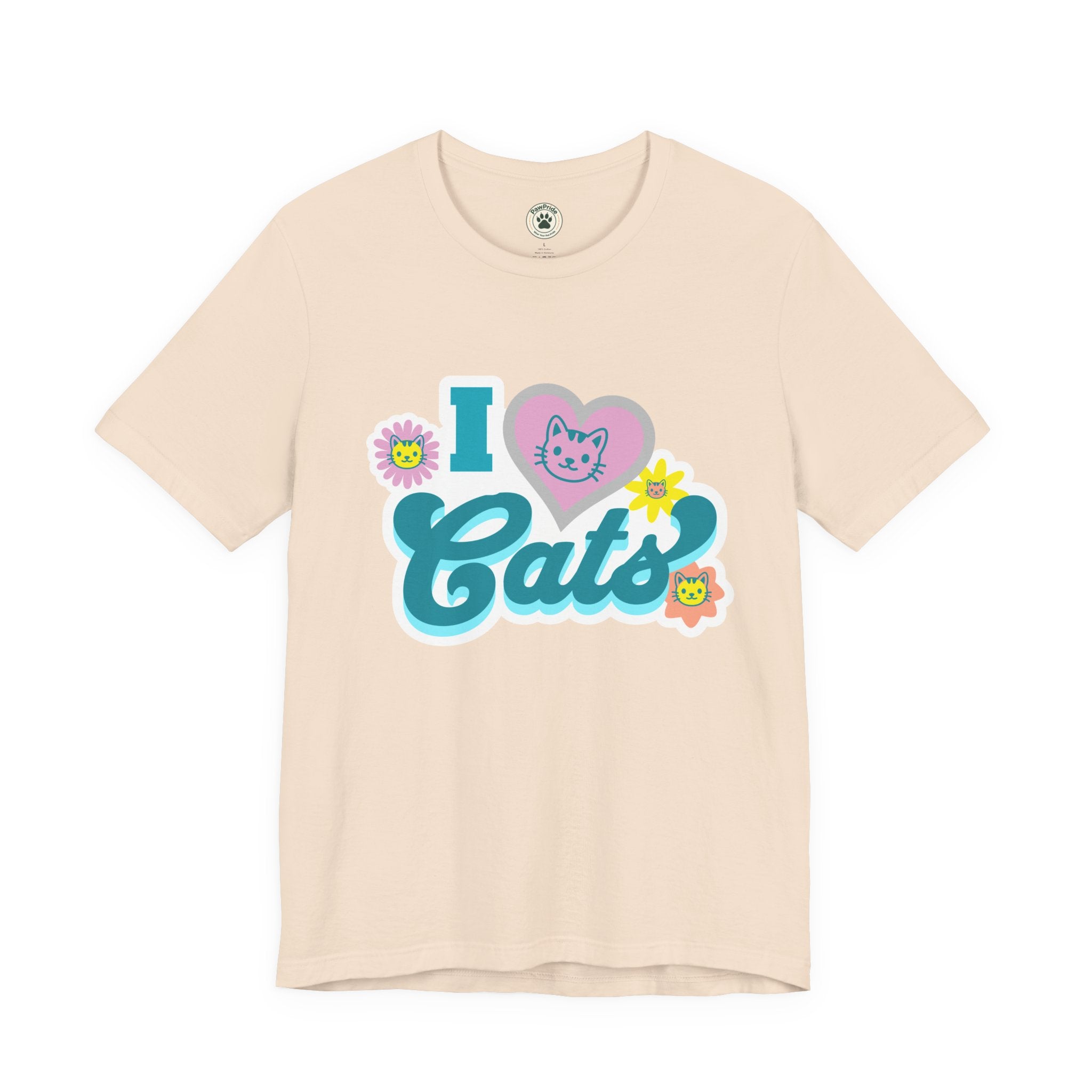 I  Cats Retro Floral Tee — Cute Cat Lover Graphic T-Shirt