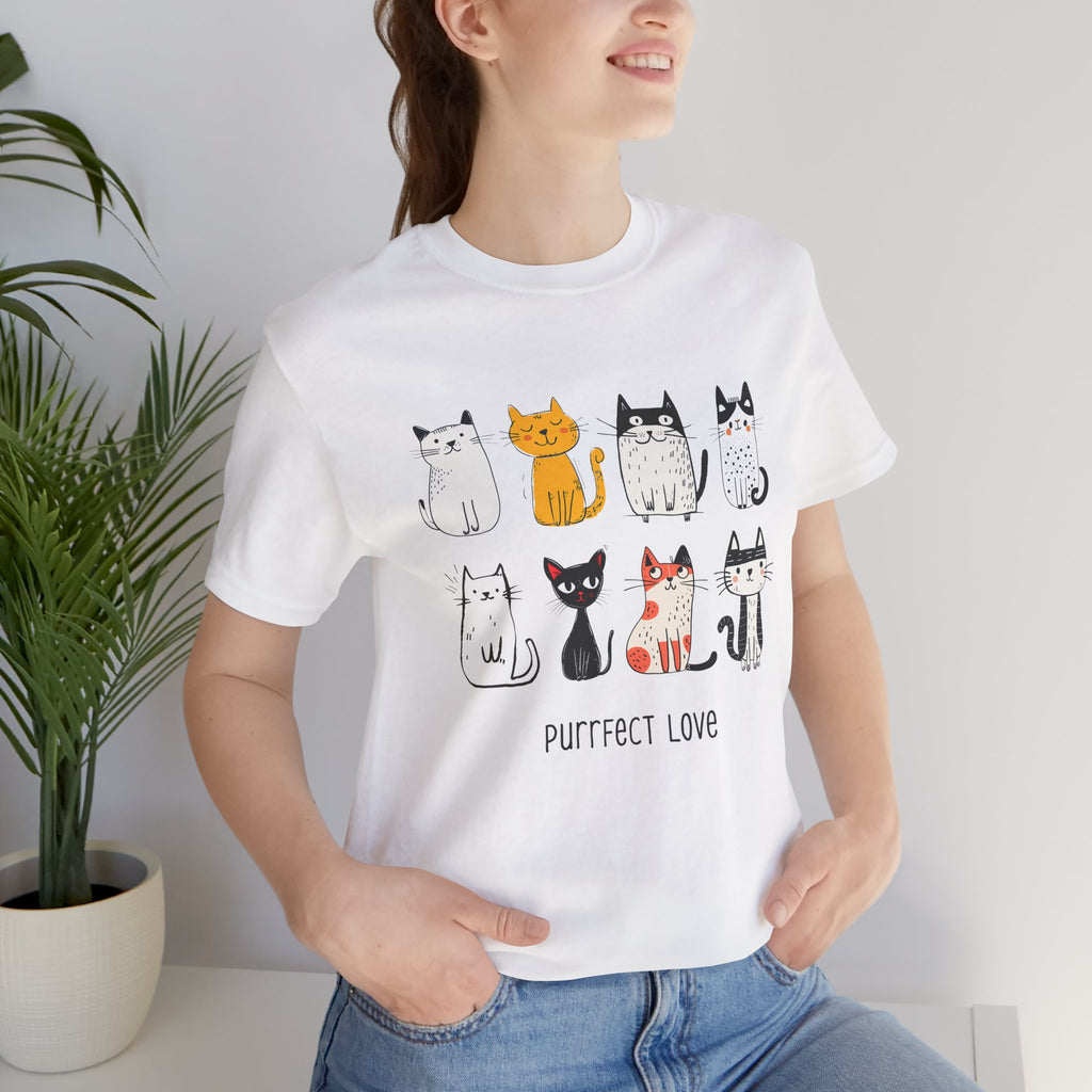Purrfect Love Cat T-Shirt — Cute Cartoon Cats Tee for Cat Lovers