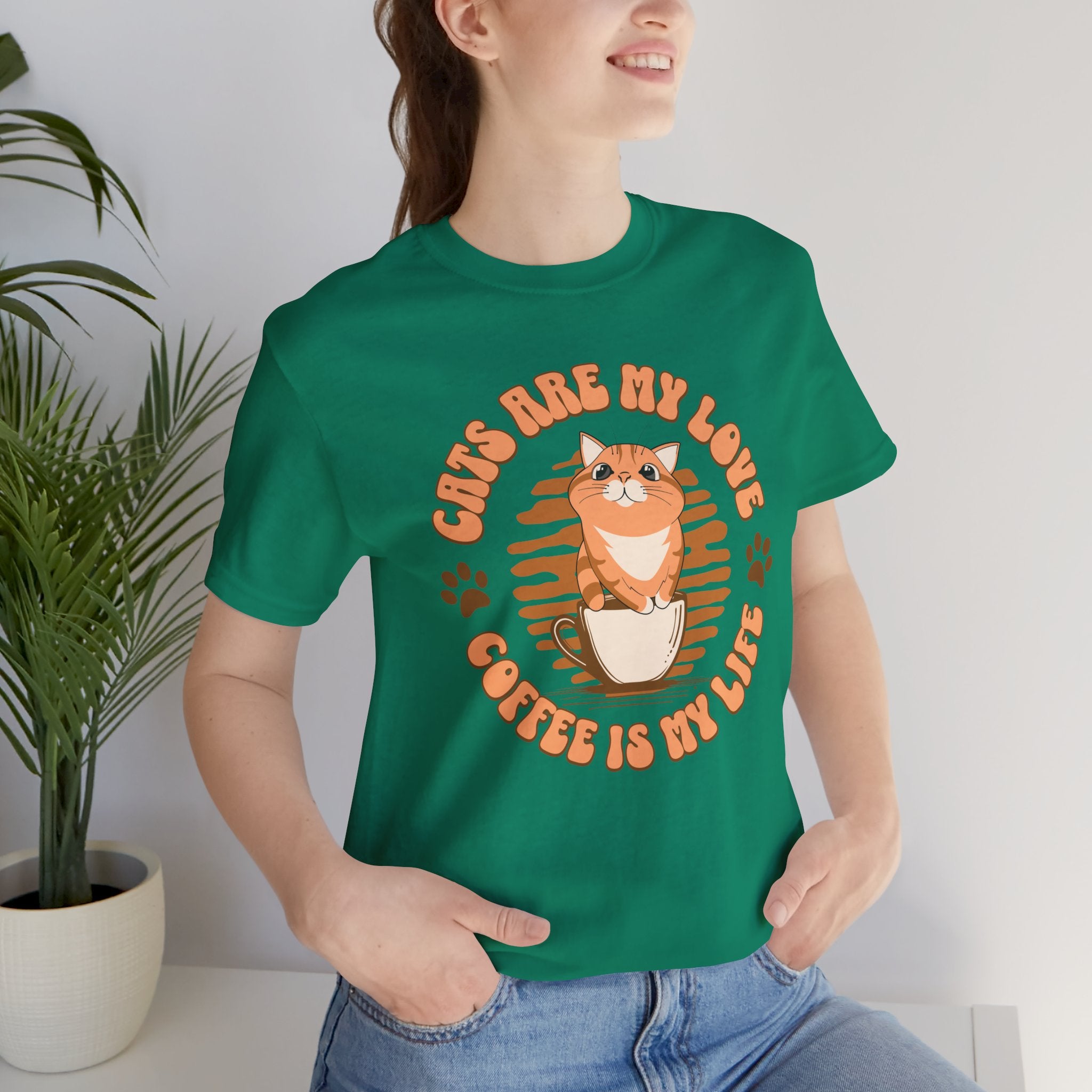 Cat & Coffee Tee — "Cats Are My Love, Coffee Is My Life" Cute Graphic T‑Shirt