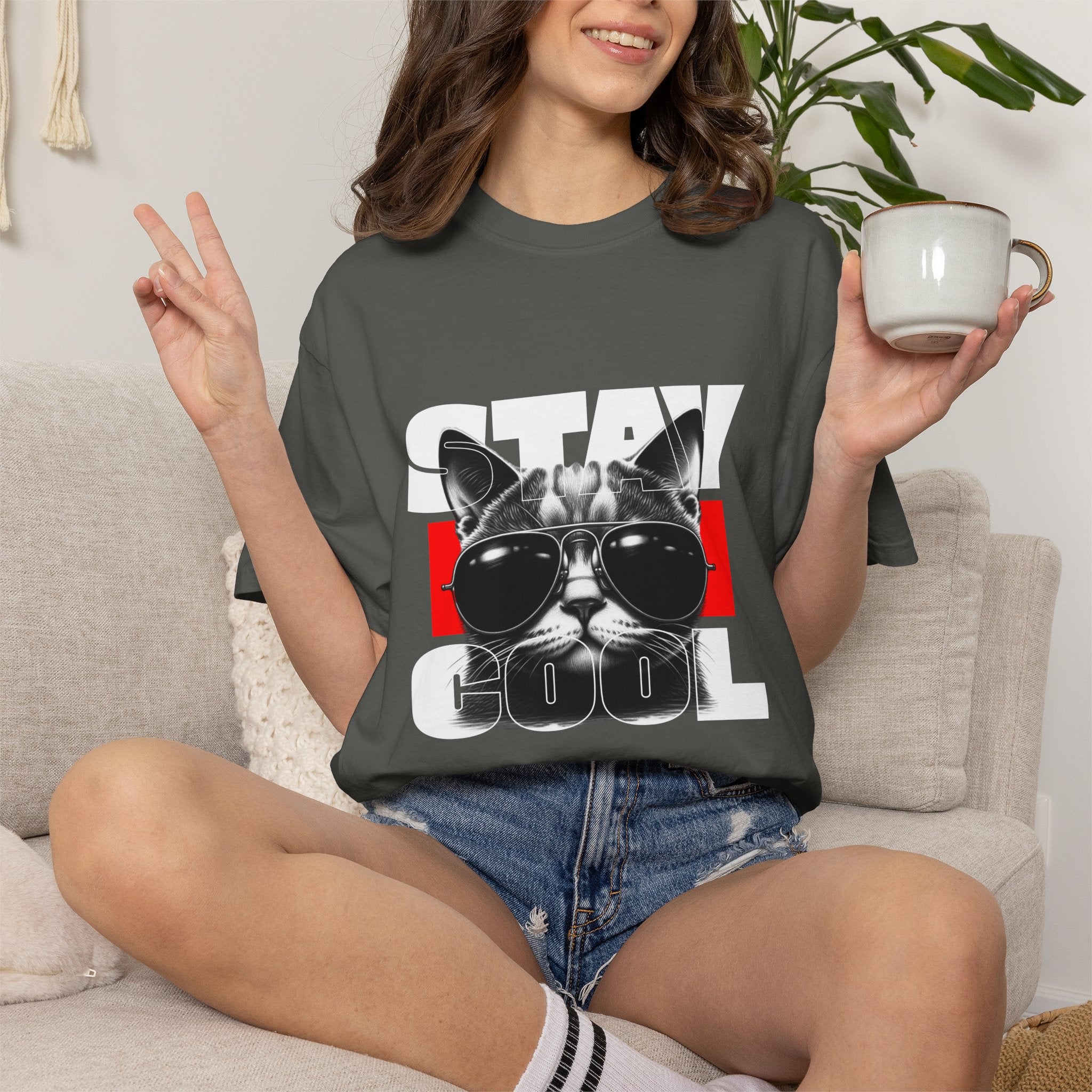 Stay Cool Cat T-Shirt — Retro Sunglasses Graphic Tee