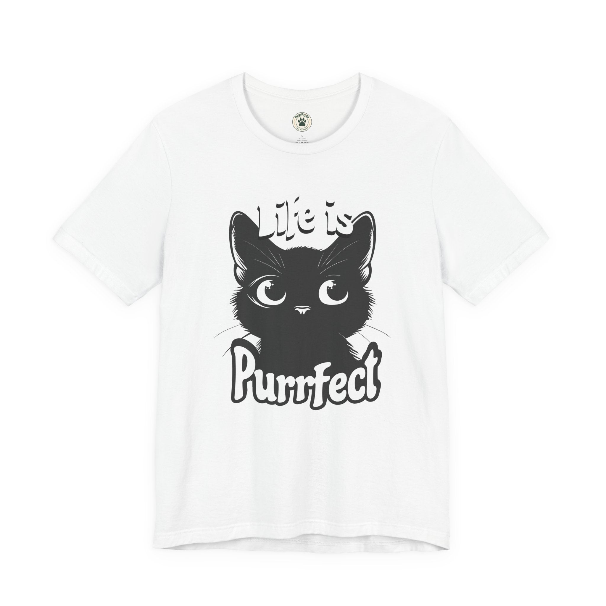 Life Is Purrfect Cat T-Shirt — Cute Black Kitten Graphic Tee for Cat Lovers