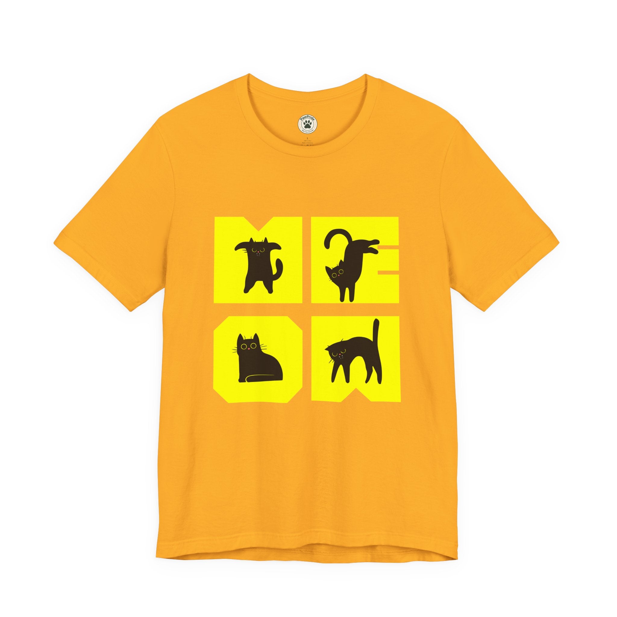 Cat Silhouette Tee — Yellow Block Cats Graphic T-Shirt