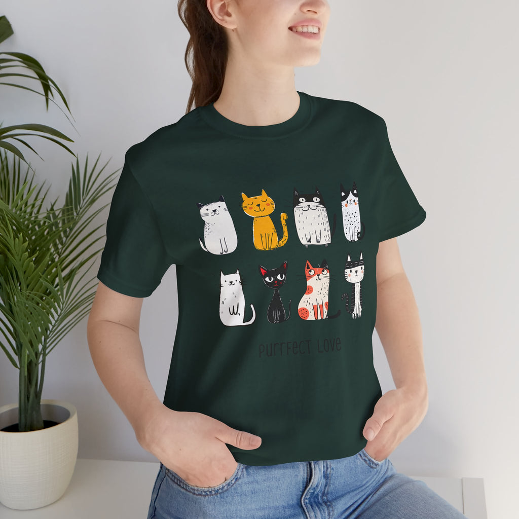 Purrfect Love Cat T-Shirt — Cute Cartoon Cats Tee for Cat Lovers