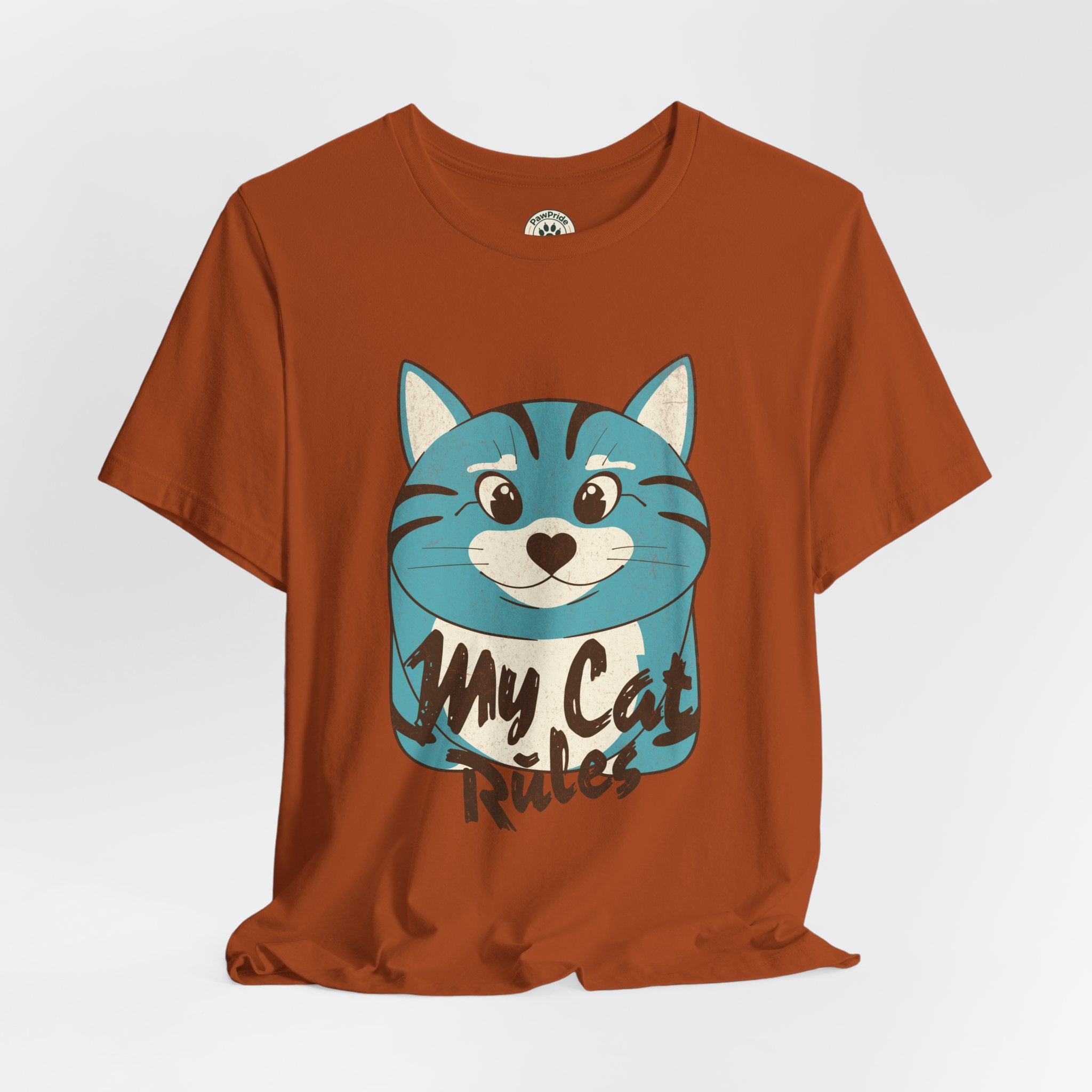 My Cat Rules T-Shirt — Cute Blue Cat Graphic Tee for Cat Lovers