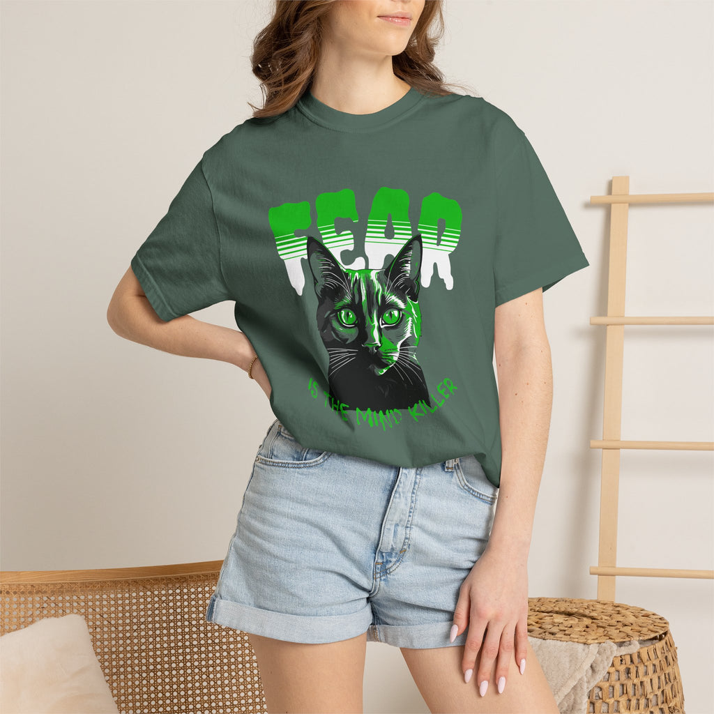 Dead Cat Graphic T-Shirt — “Dead is the New Killer” Retro Neon Cat Tee