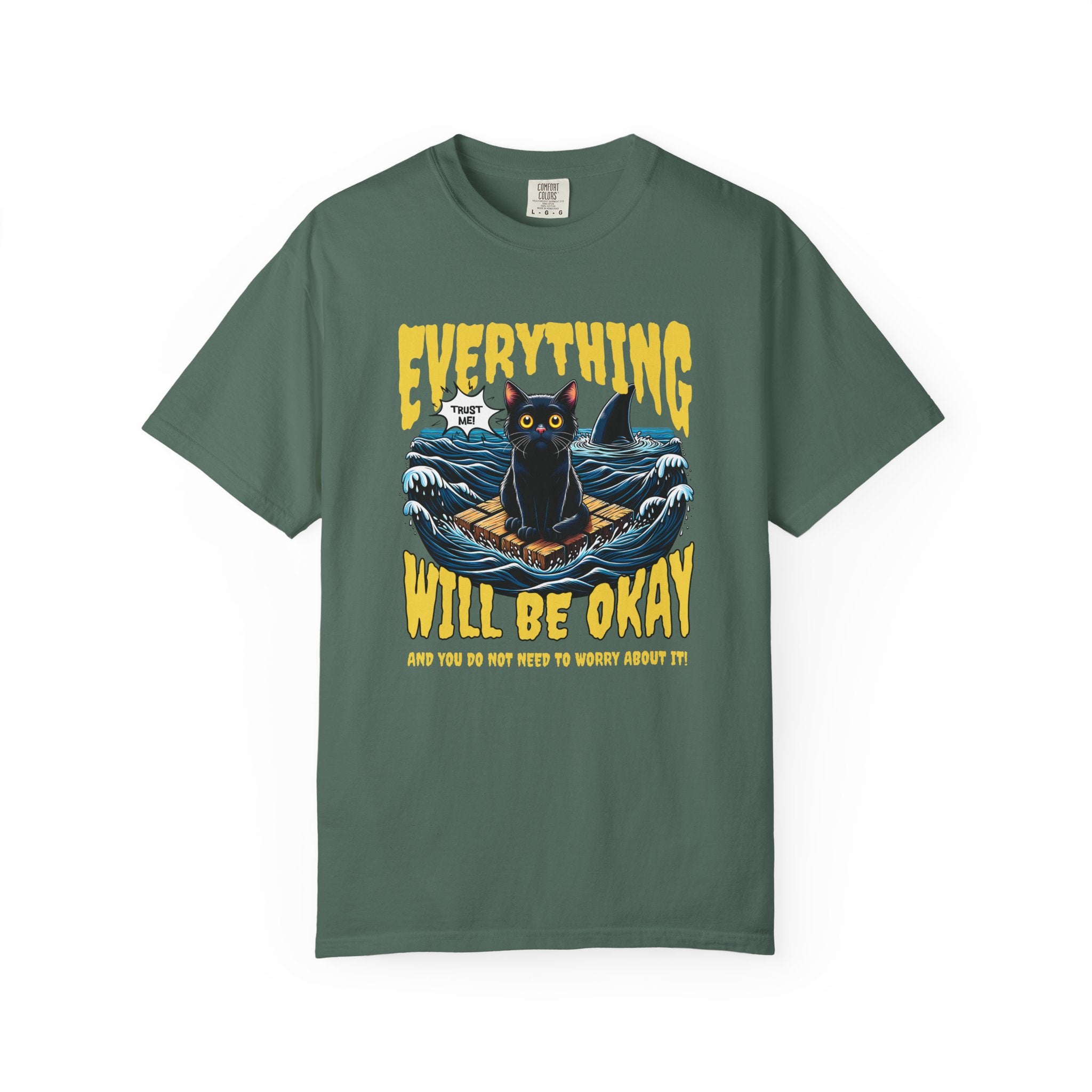 Everything Will Be Okay Cat Tee — Vintage Graphic Comfort Shirt