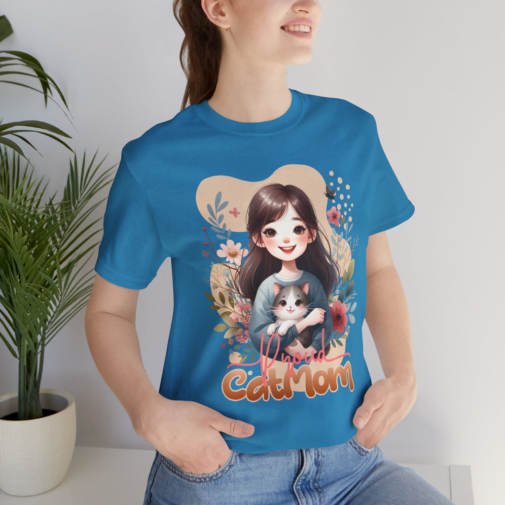 Cat Mom T-Shirt — Cute Floral Illustration Tee for Women Cat Lovers