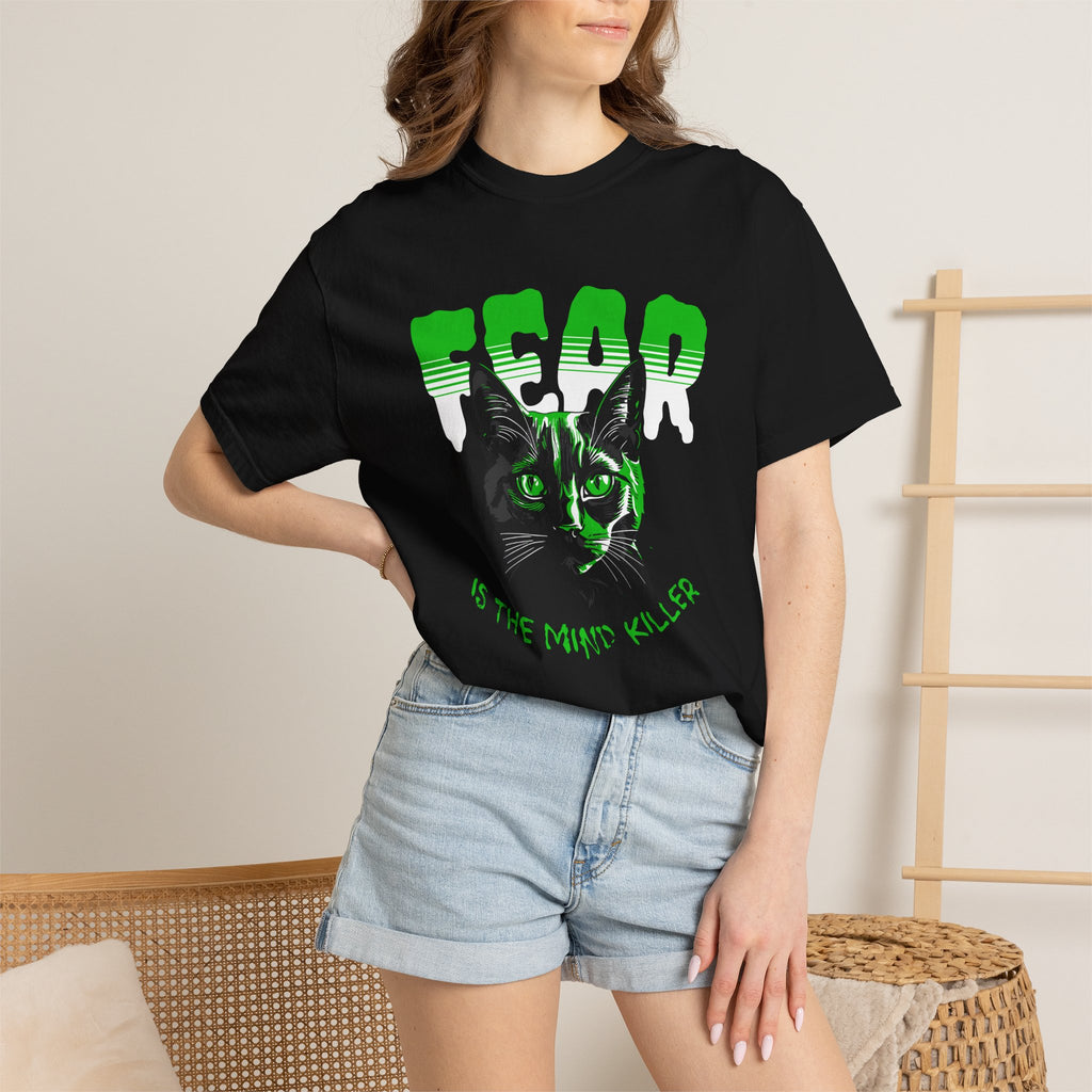 Dead Cat Graphic T-Shirt — “Dead is the New Killer” Retro Neon Cat Tee
