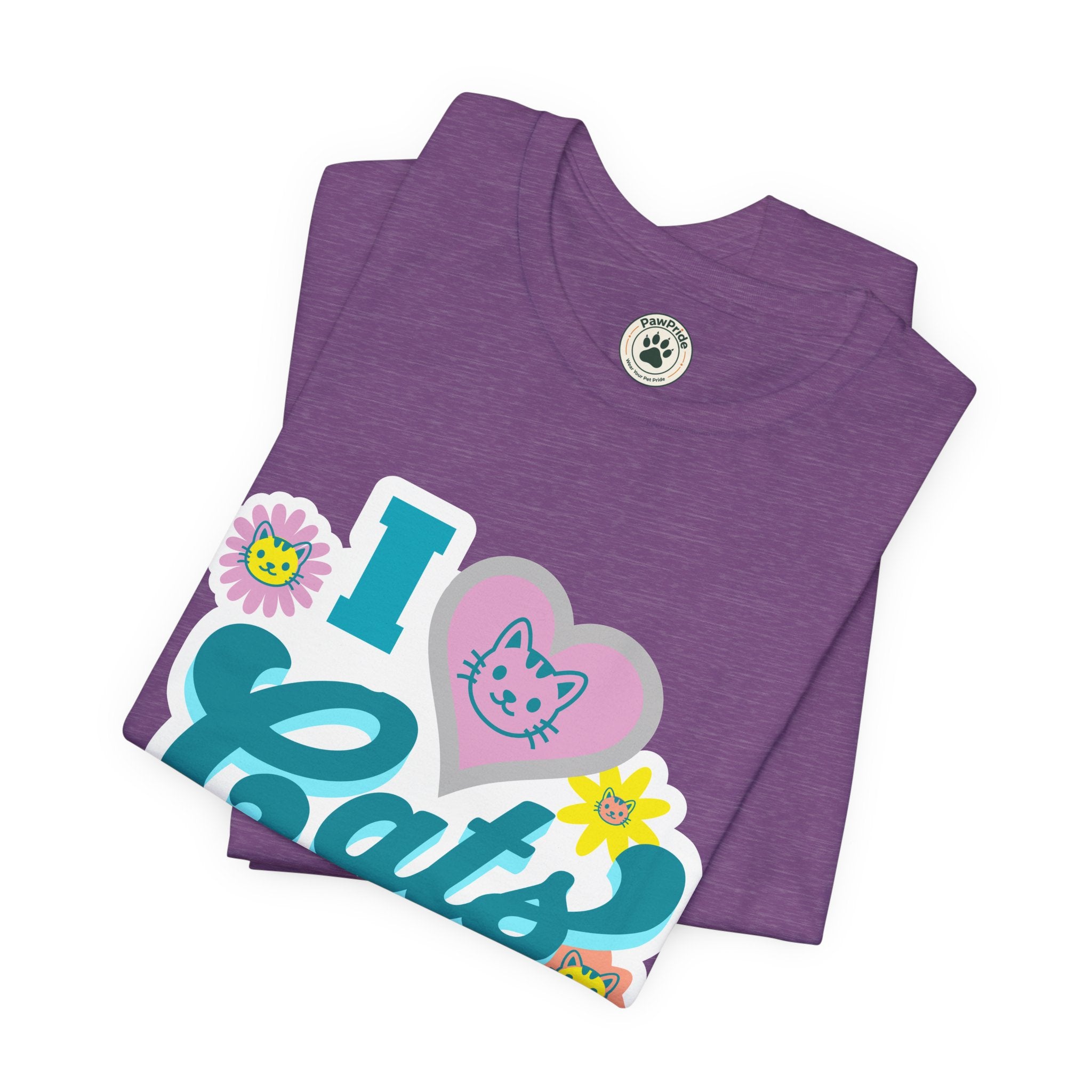 I  Cats Retro Floral Tee — Cute Cat Lover Graphic T-Shirt
