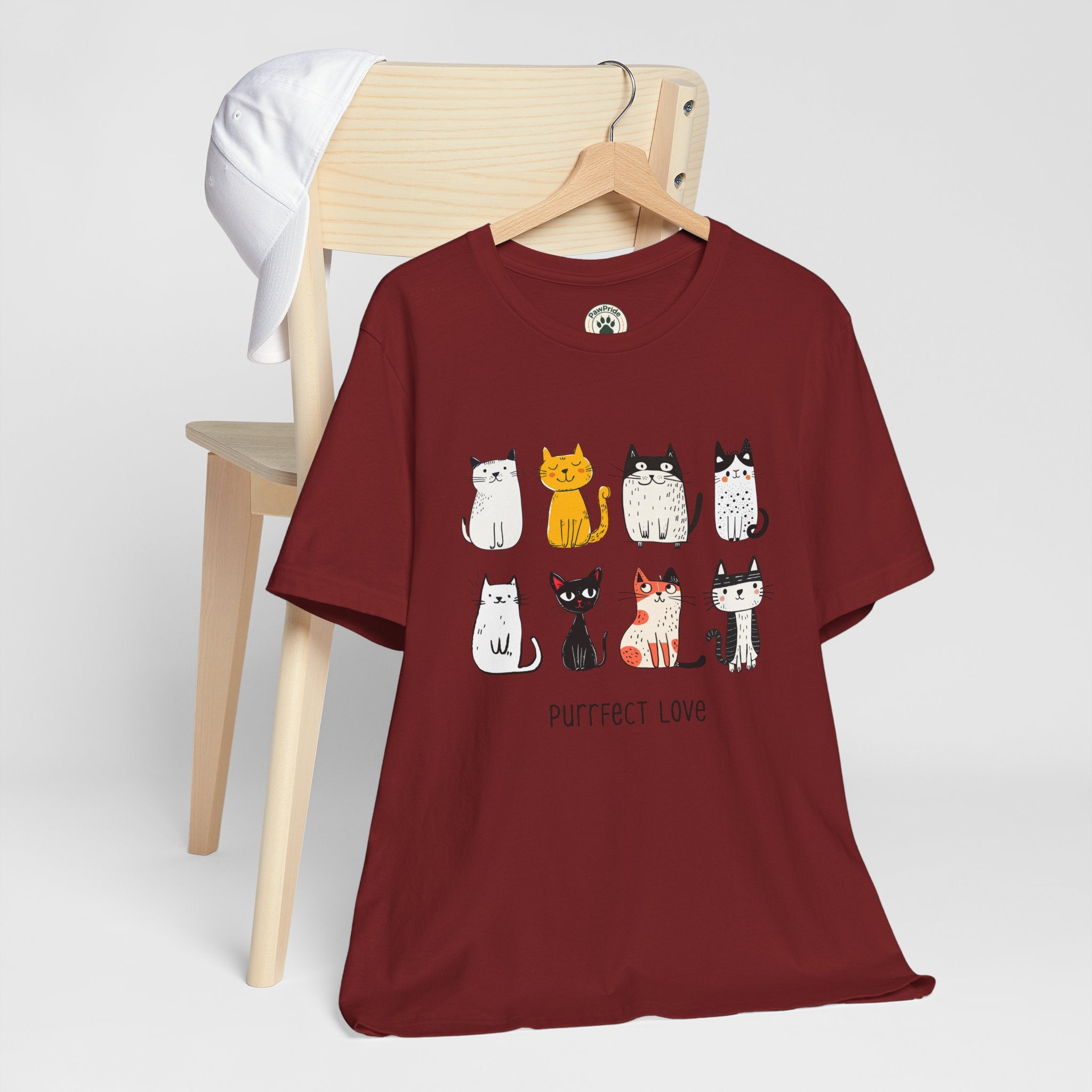 Purrfect Love Cat T-Shirt — Cute Cartoon Cats Tee for Cat Lovers