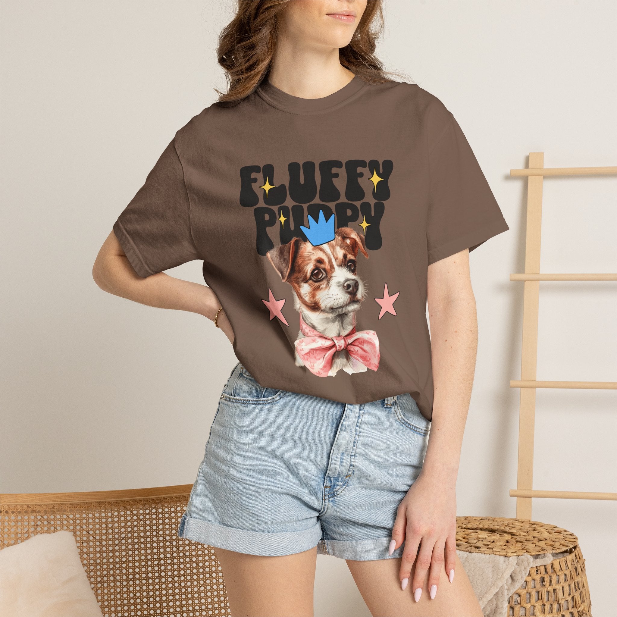 Fluffy Puppy Graphic T-Shirt — Cute Dog Portrait Tee
