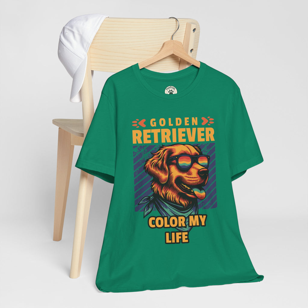Golden Retriever T‑Shirt — 'Color My Life' Retro Dog Graphic Tee